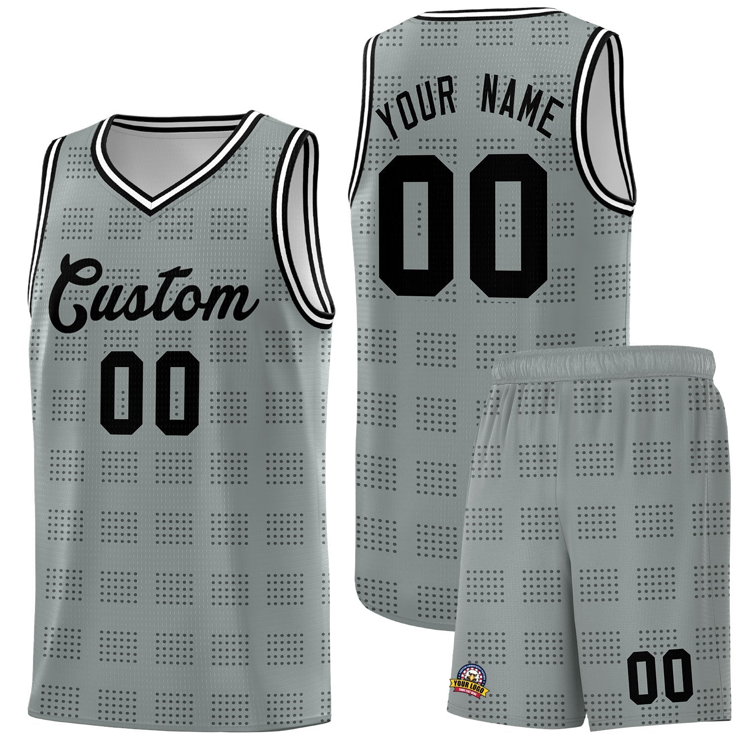 Custom Dark Gray Black Trailblazer Dot Pattern Sports Uniform Basketball Jersey