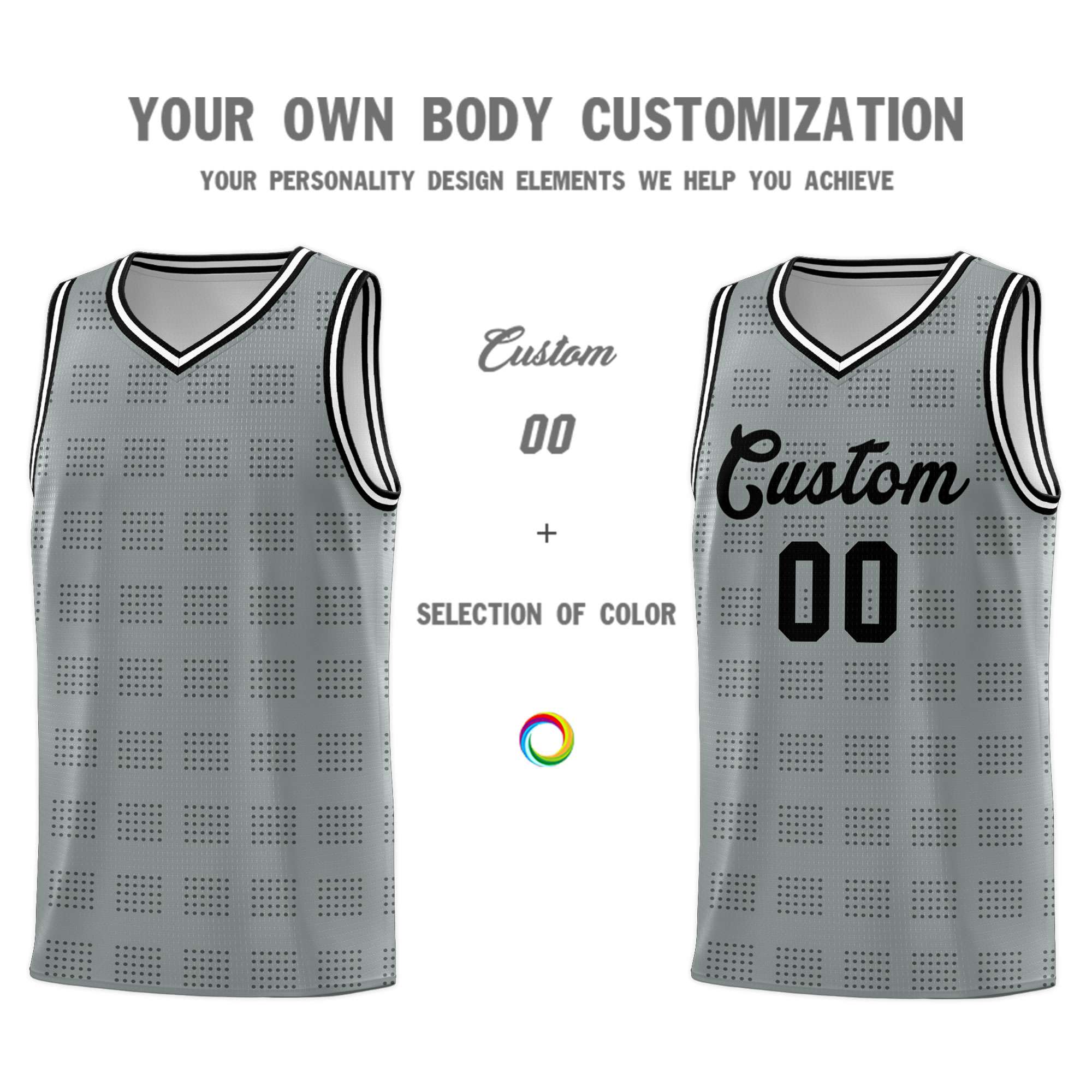 Custom Dark Gray Black Trailblazer Dot Pattern Sports Uniform Basketball Jersey