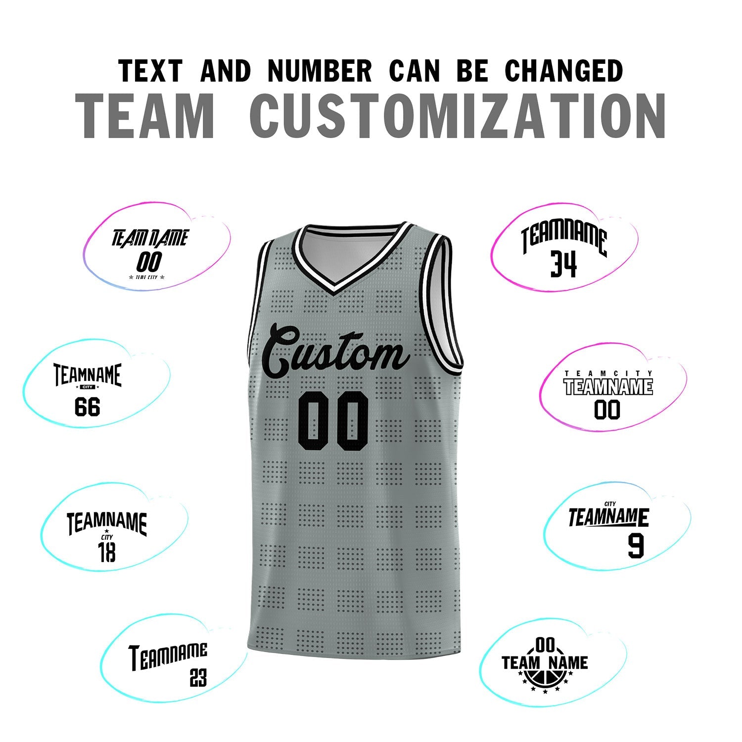 Custom Dark Gray Black Trailblazer Dot Pattern Sports Uniform Basketball Jersey