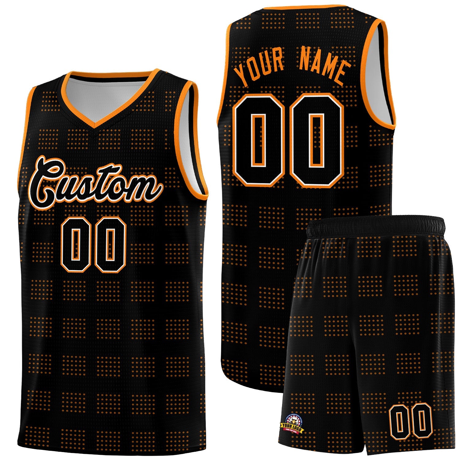 Custom Black Orange Trailblazer Dot Pattern Sports Uniform Basketball Jersey