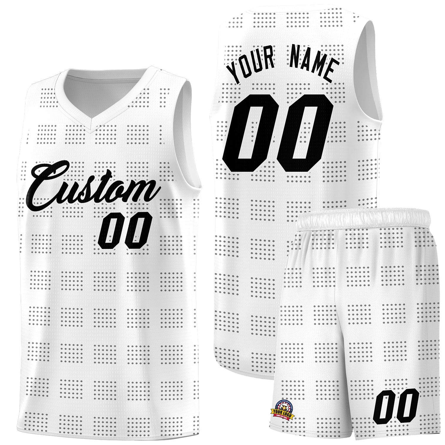 Custom White Gray Trailblazer Dot Pattern Sports Uniform Basketball Jersey