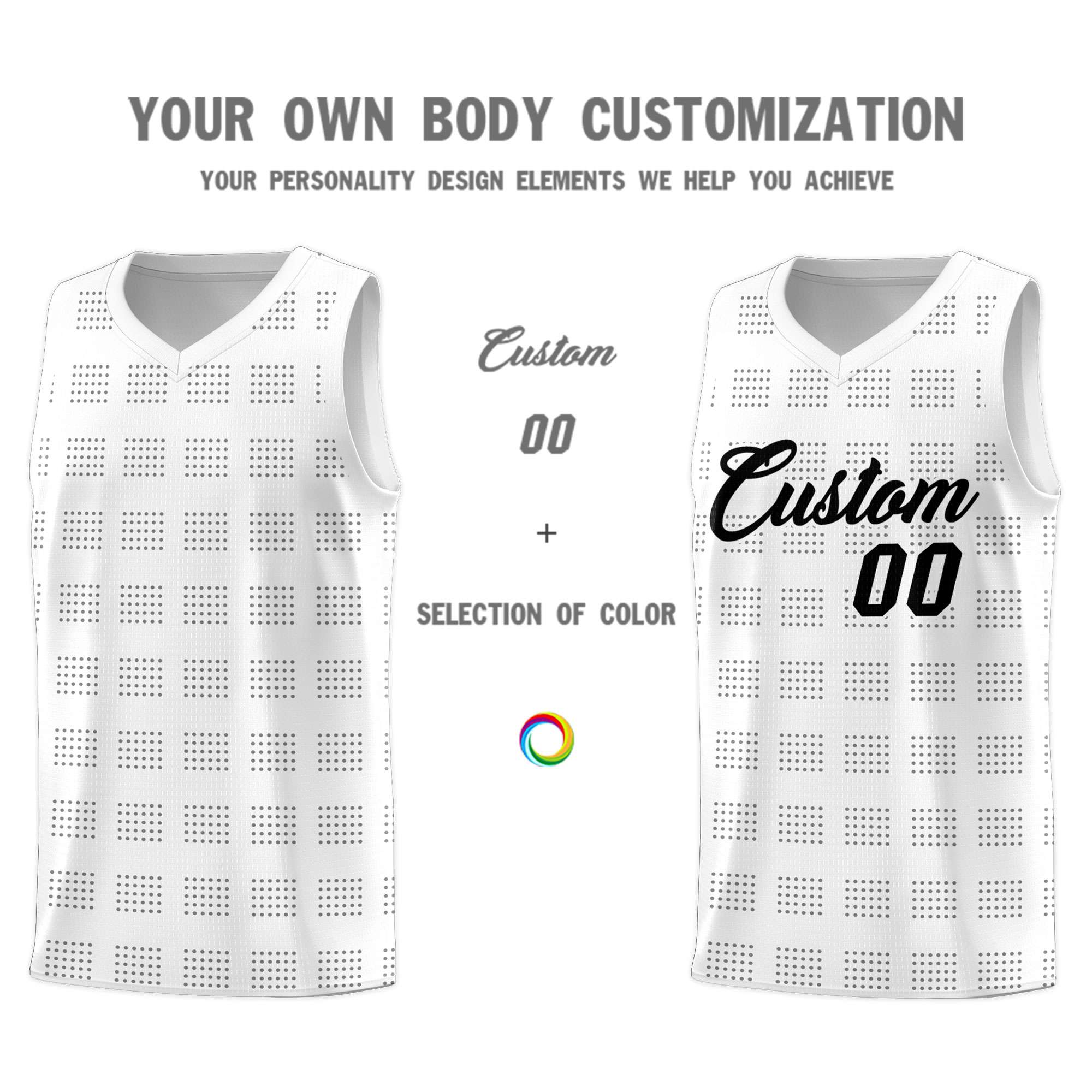 Custom White Gray Trailblazer Dot Pattern Sports Uniform Basketball Jersey