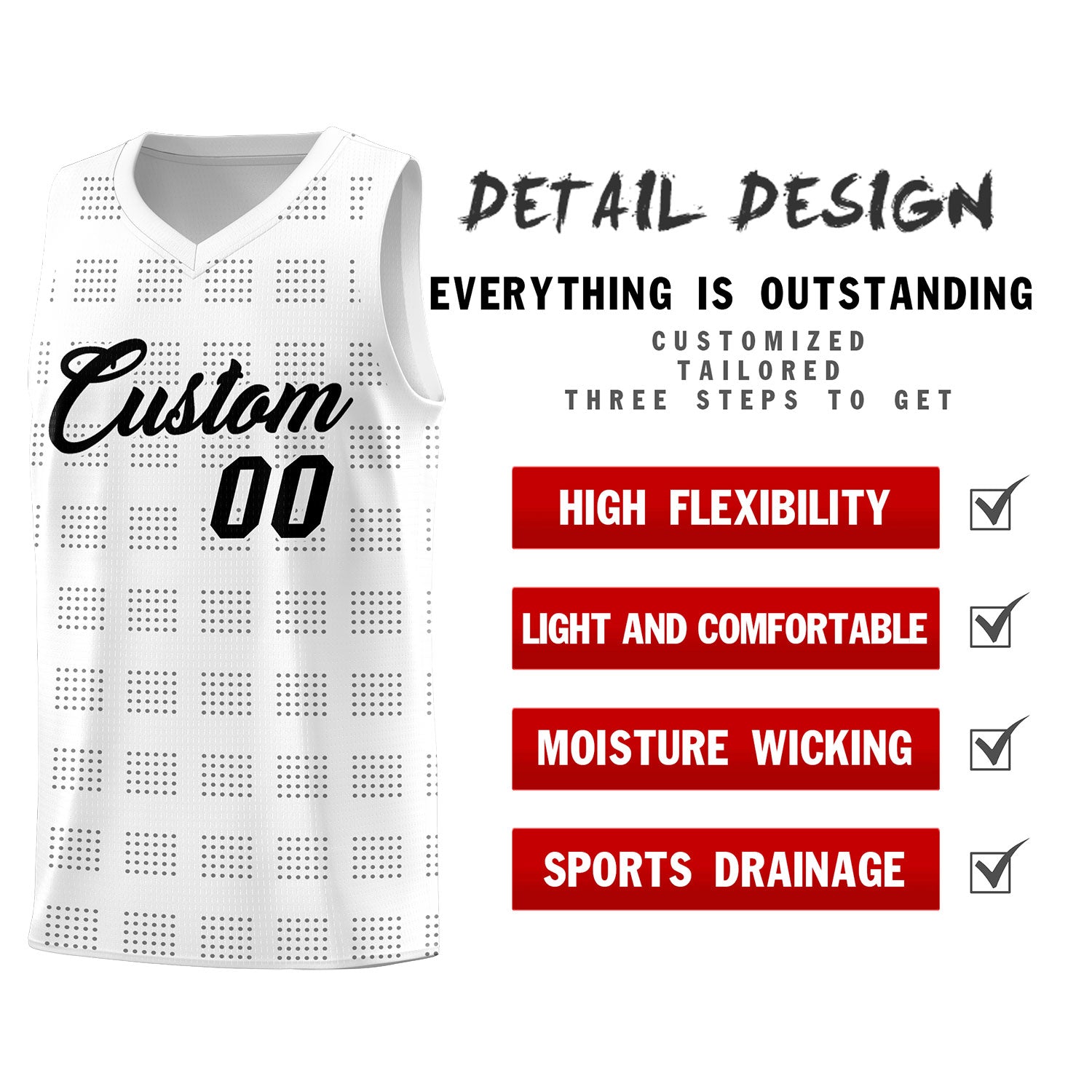 Custom White Gray Trailblazer Dot Pattern Sports Uniform Basketball Jersey