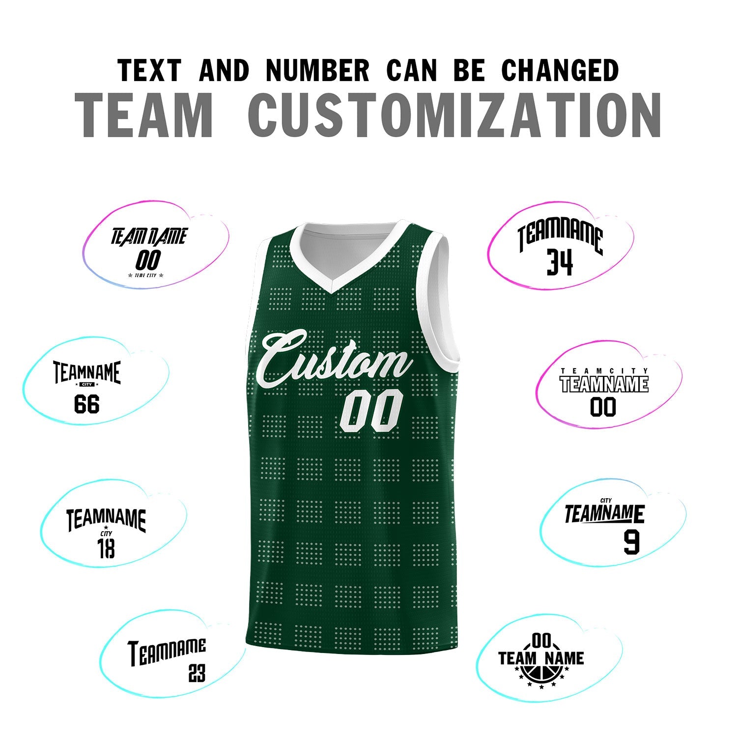 Custom Hunter Green White Trailblazer Dot Pattern Sports Uniform Basketball Jersey