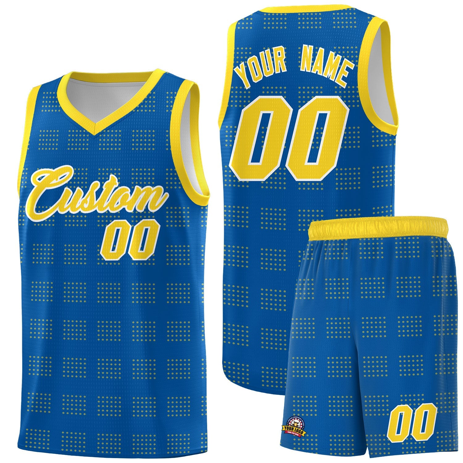 Custom Royal Gold Trailblazer Dot Pattern Sports Uniform Basketball Jersey