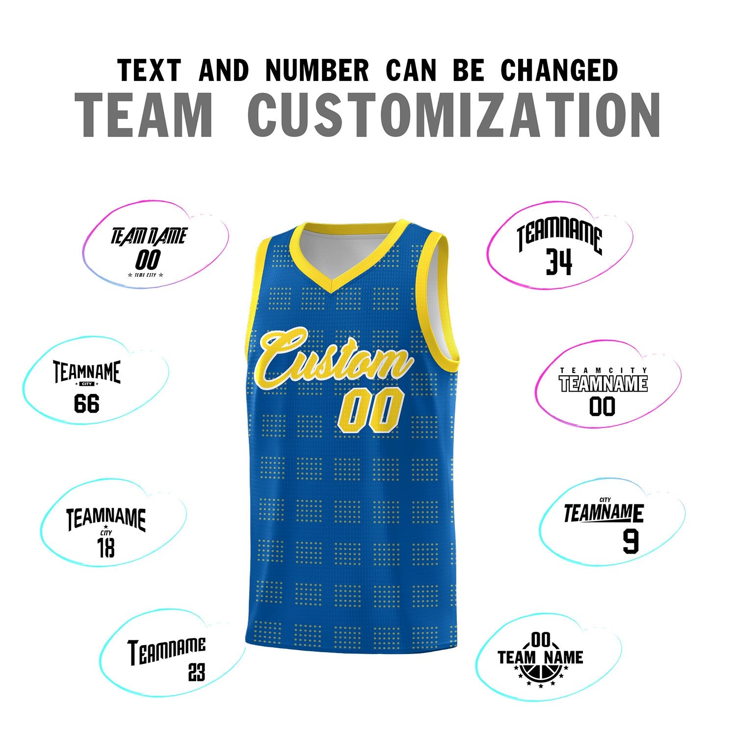 Custom Royal Gold Trailblazer Dot Pattern Sports Uniform Basketball Jersey