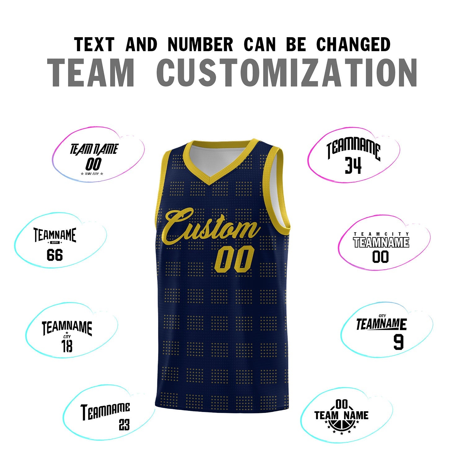 Custom Navy Old Gold Trailblazer Dot Pattern Sports Uniform Basketball Jersey