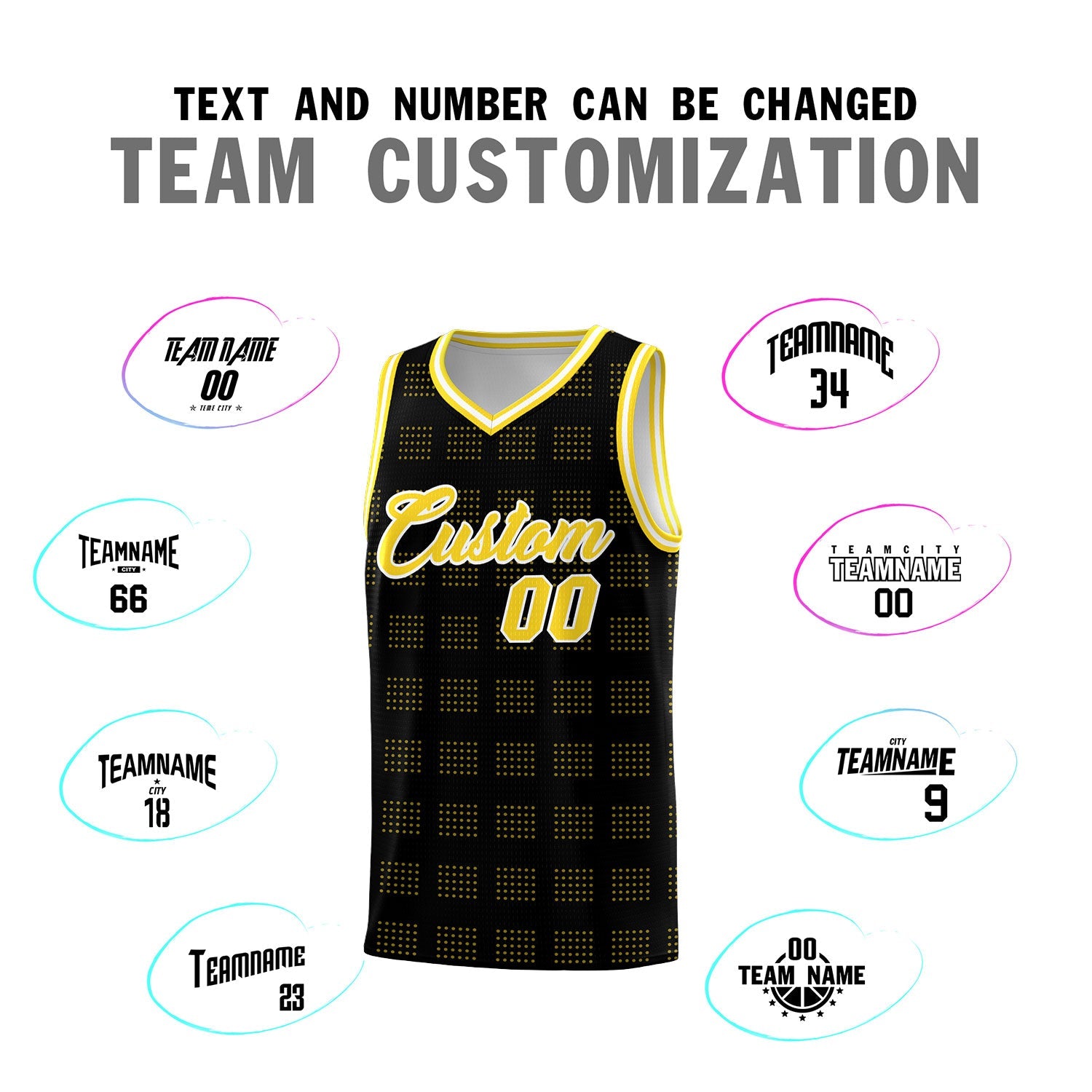 Custom Black Gold Trailblazer Dot Pattern Sports Uniform Basketball Jersey