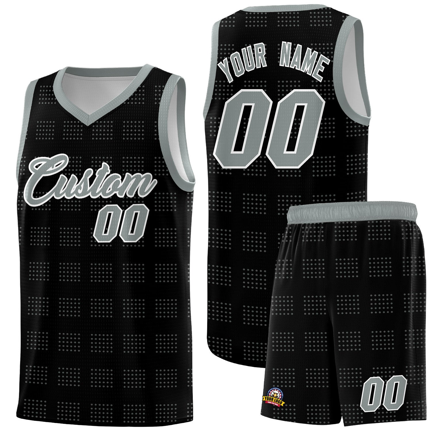 Custom Black Gray Trailblazer Dot Pattern Sports Uniform Basketball Jersey