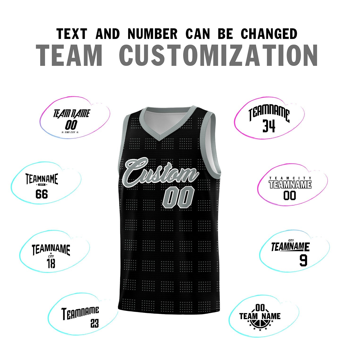 Custom Black Gray Trailblazer Dot Pattern Sports Uniform Basketball Jersey