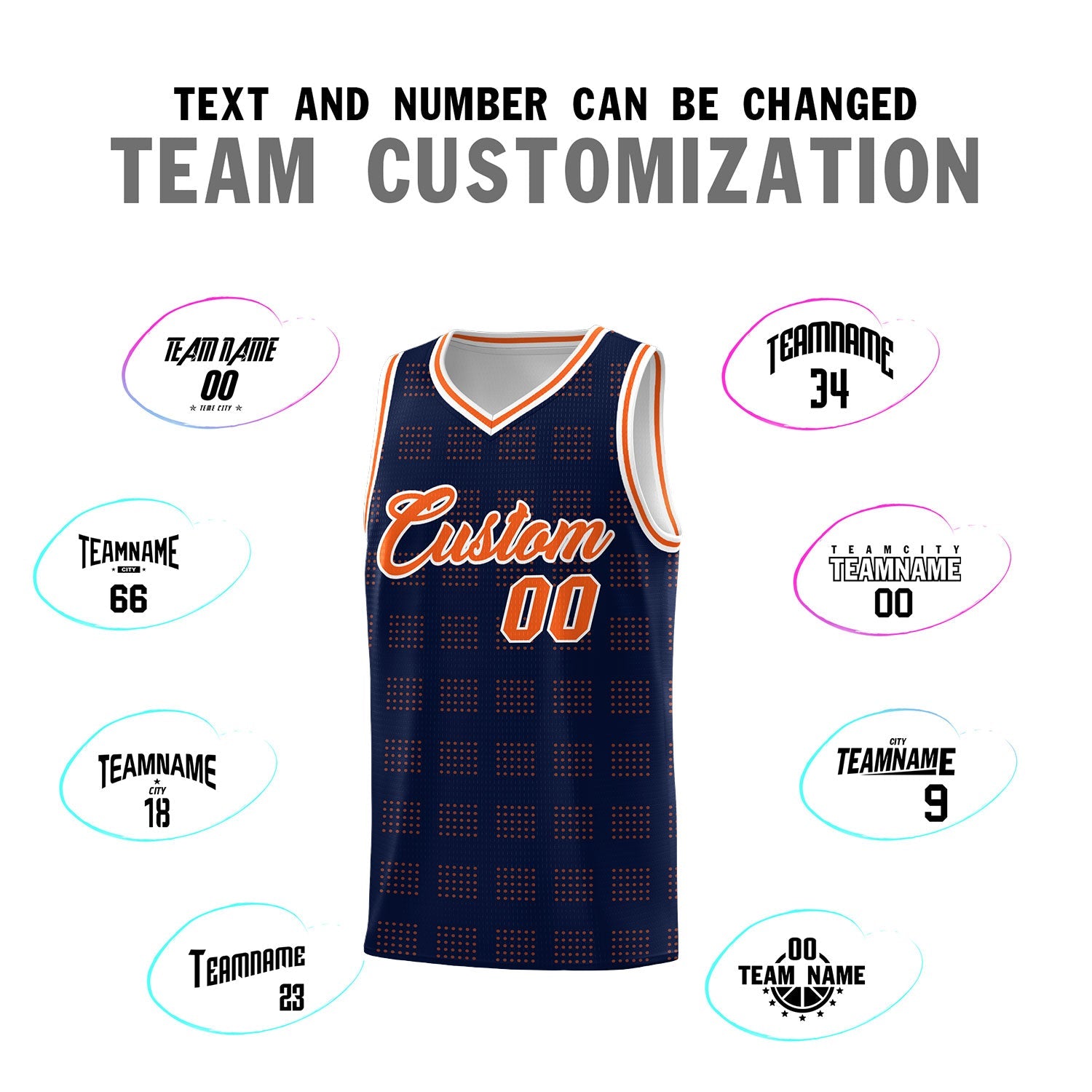 Custom Navy Orange Trailblazer Dot Pattern Sports Uniform Basketball Jersey