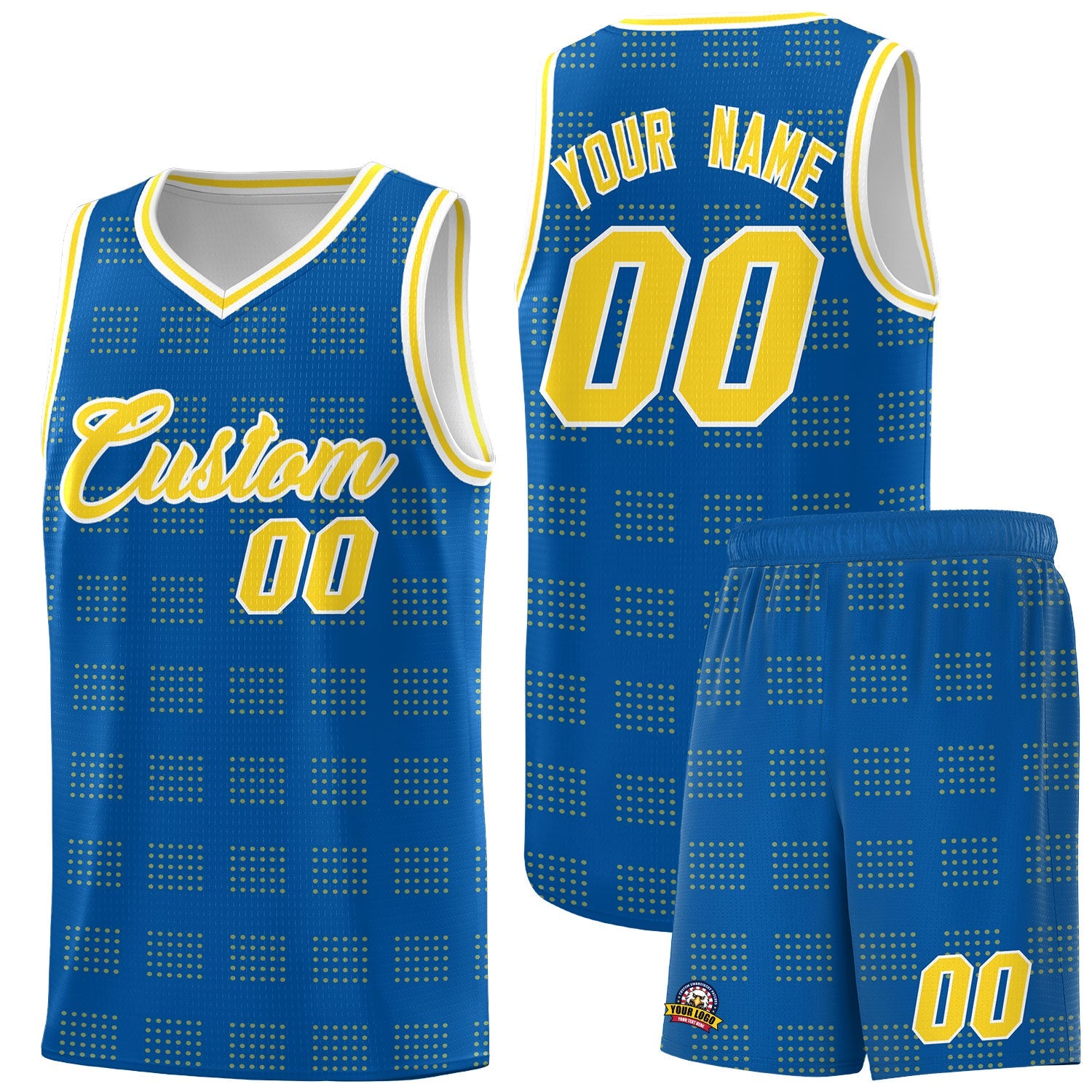 Custom Royal Gold Trailblazer Dot Pattern Sports Uniform Basketball Jersey