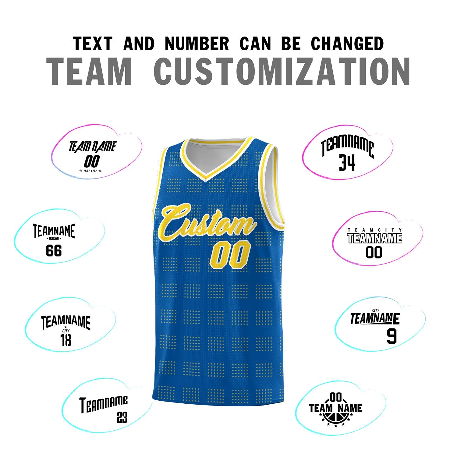 Custom Royal Gold Trailblazer Dot Pattern Sports Uniform Basketball Jersey