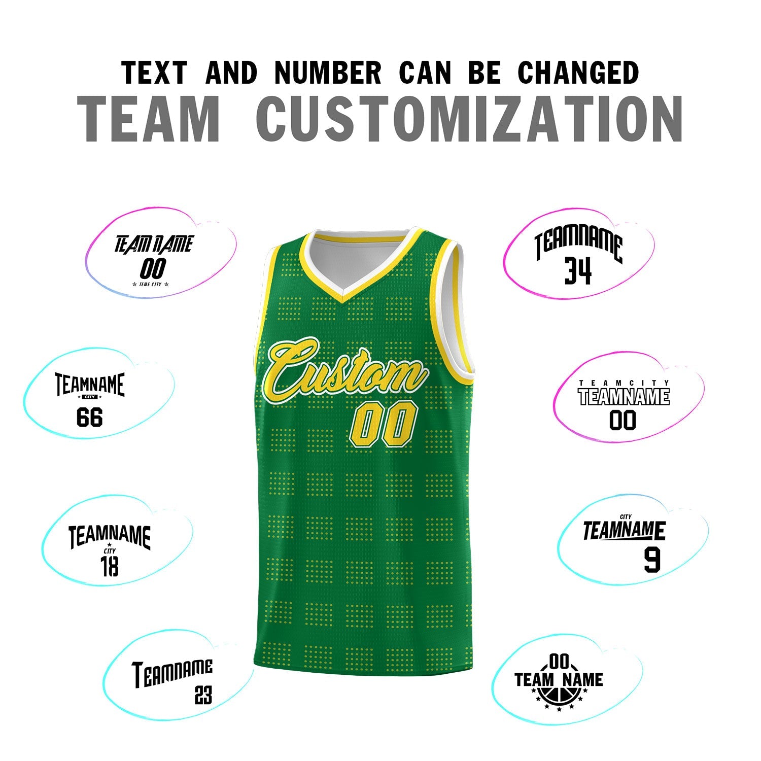 Custom Kelly Green Gold Trailblazer Dot Pattern Sports Uniform Basketball Jersey