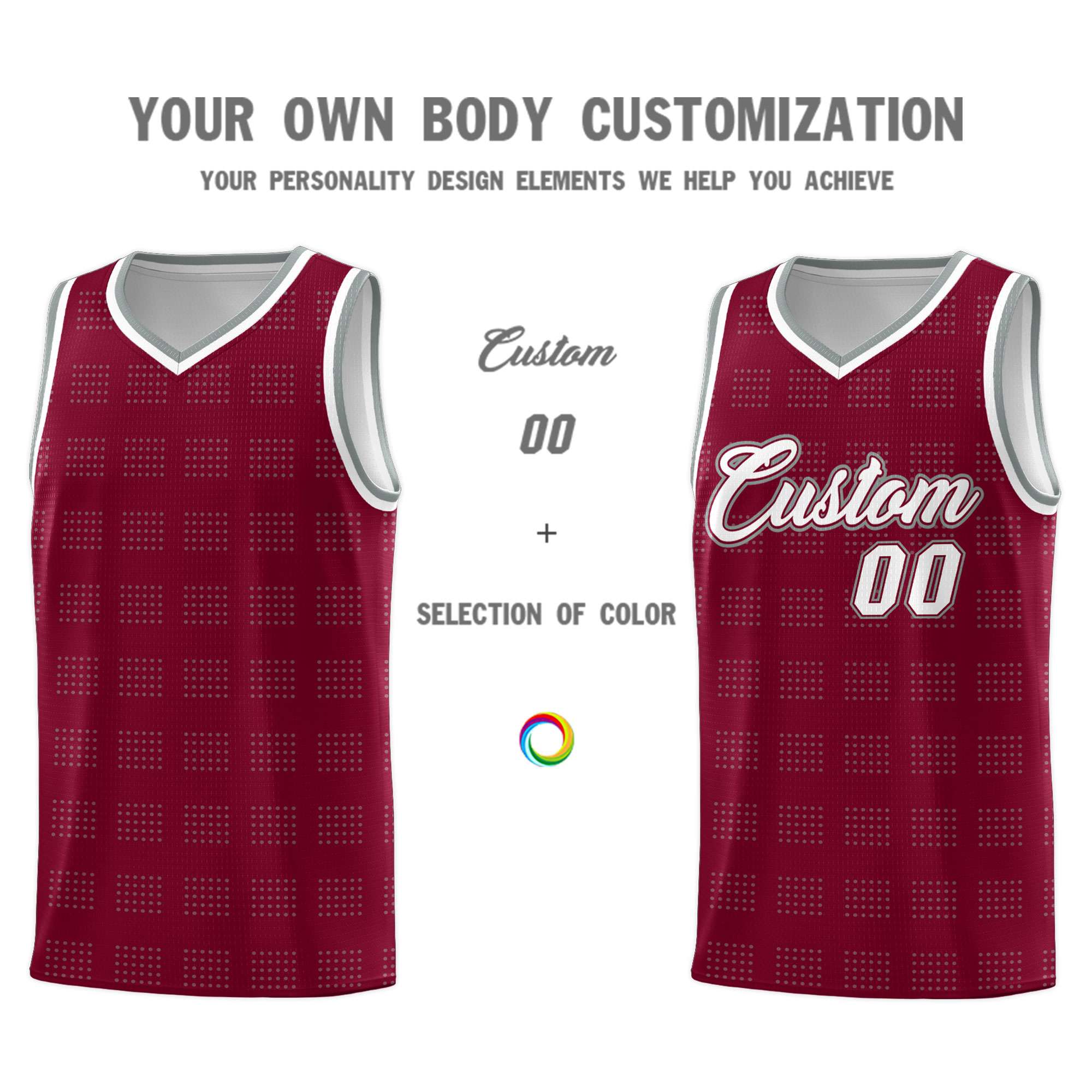 Custom Crimson Gray Trailblazer Dot Pattern Sports Uniform Basketball Jersey