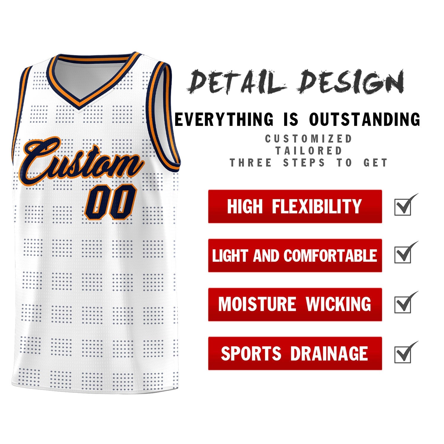 Custom Red Navy Trailblazer Dot Pattern Sports Uniform Basketball Jersey