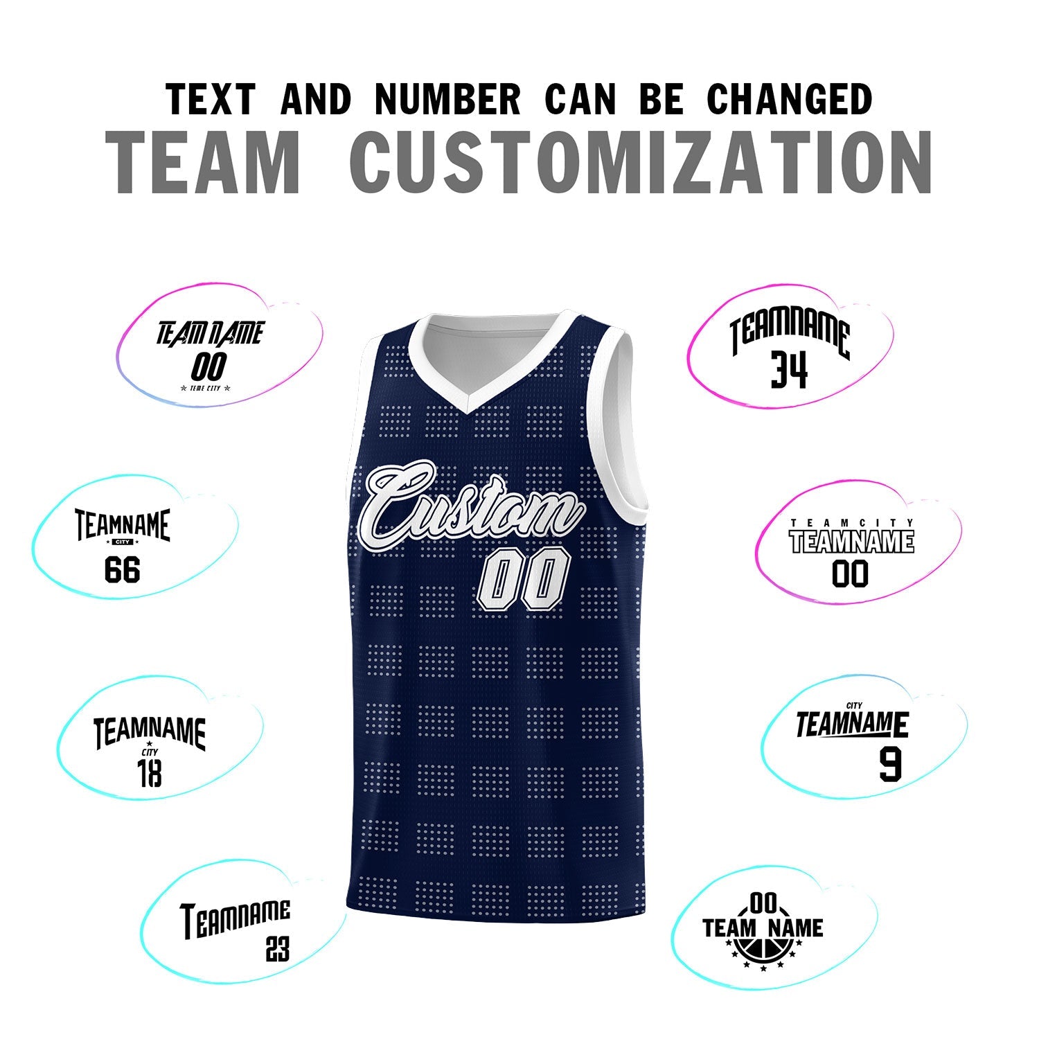 Custom Navy White Trailblazer Dot Pattern Sports Uniform Basketball Jersey