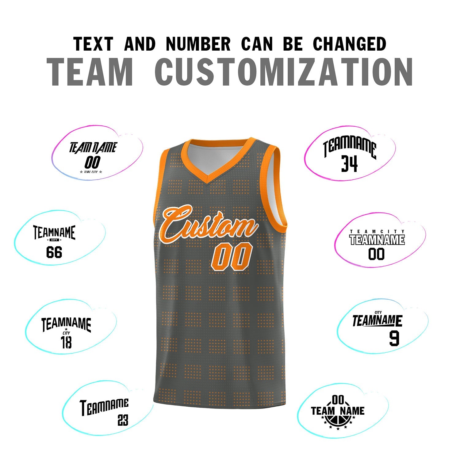 Custom Dark Gray Orange Trailblazer Dot Pattern Sports Uniform Basketball Jersey