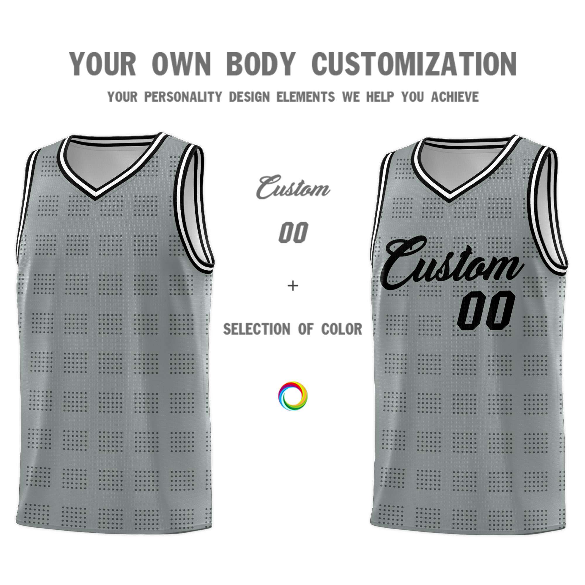 Custom Dark Gray Black Trailblazer Dot Pattern Sports Uniform Basketball Jersey