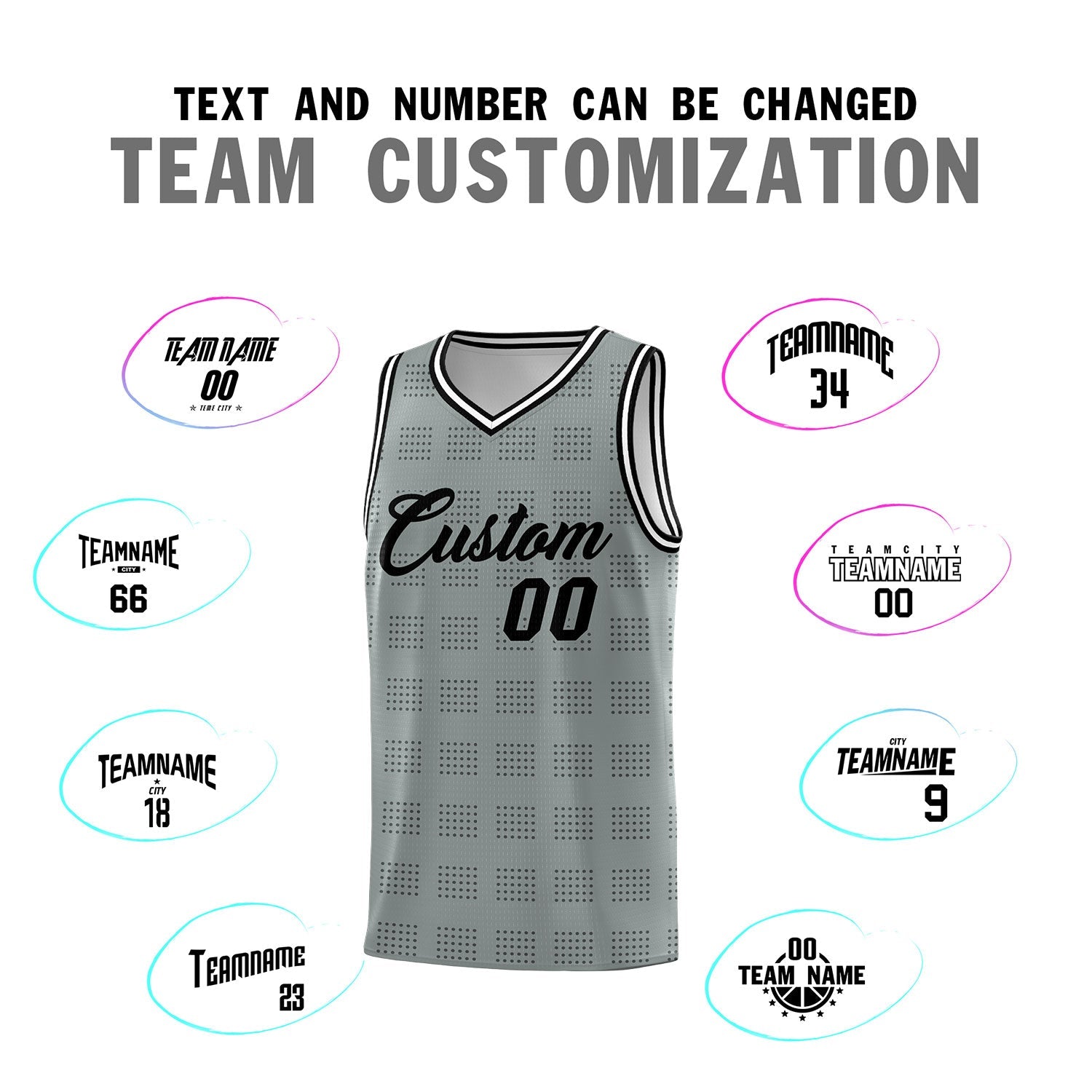 Custom Dark Gray Black Trailblazer Dot Pattern Sports Uniform Basketball Jersey