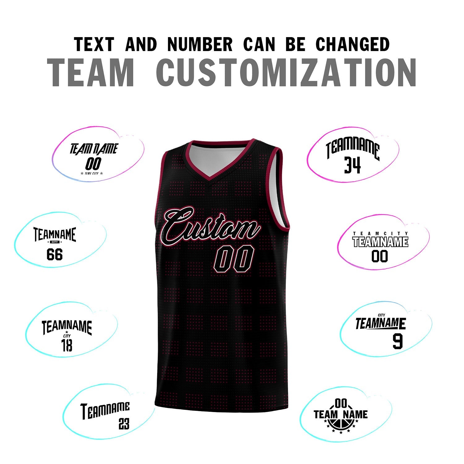 Custom Black Crimson Trailblazer Dot Pattern Sports Uniform Basketball Jersey