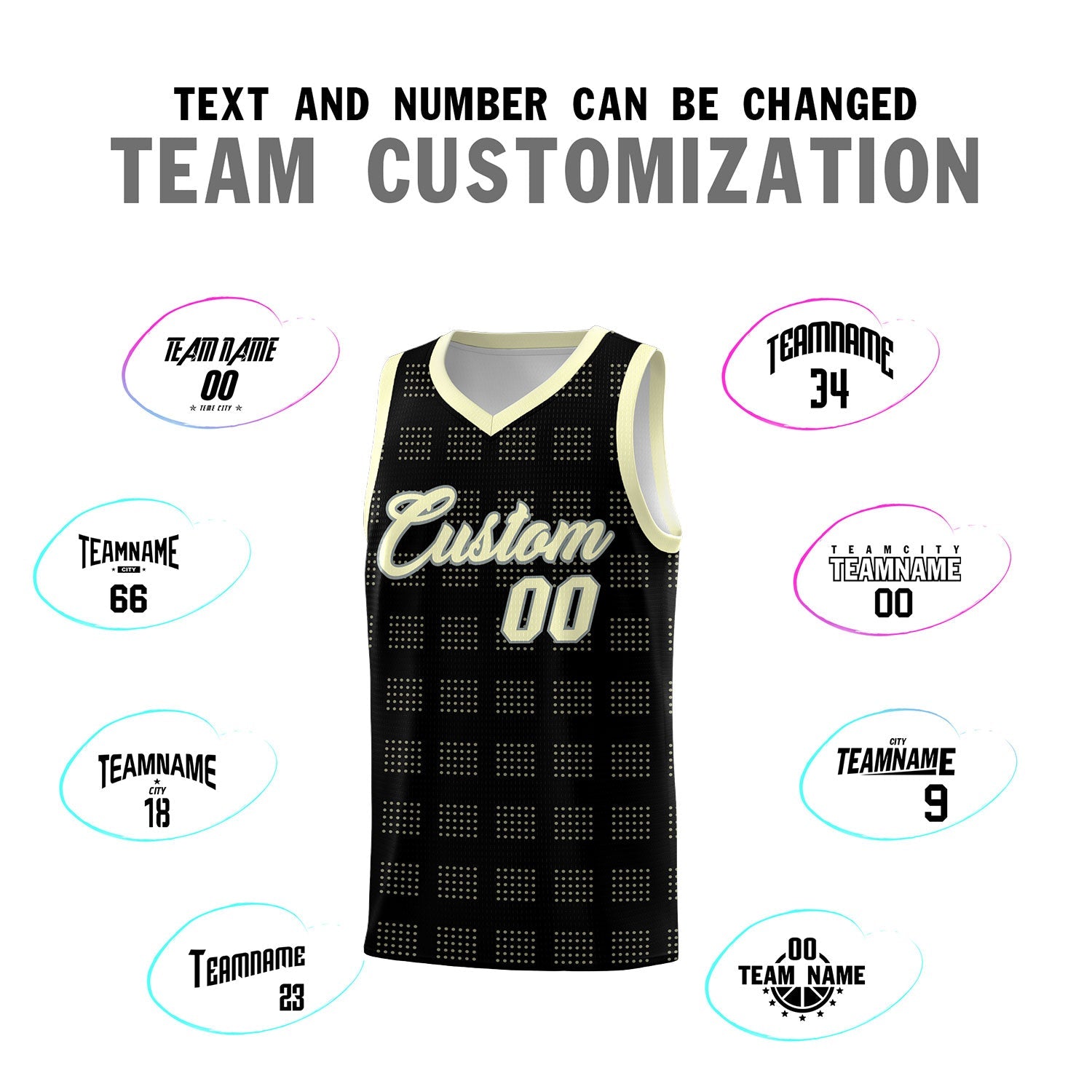 Custom Black Cream Trailblazer Dot Pattern Sports Uniform Basketball Jersey