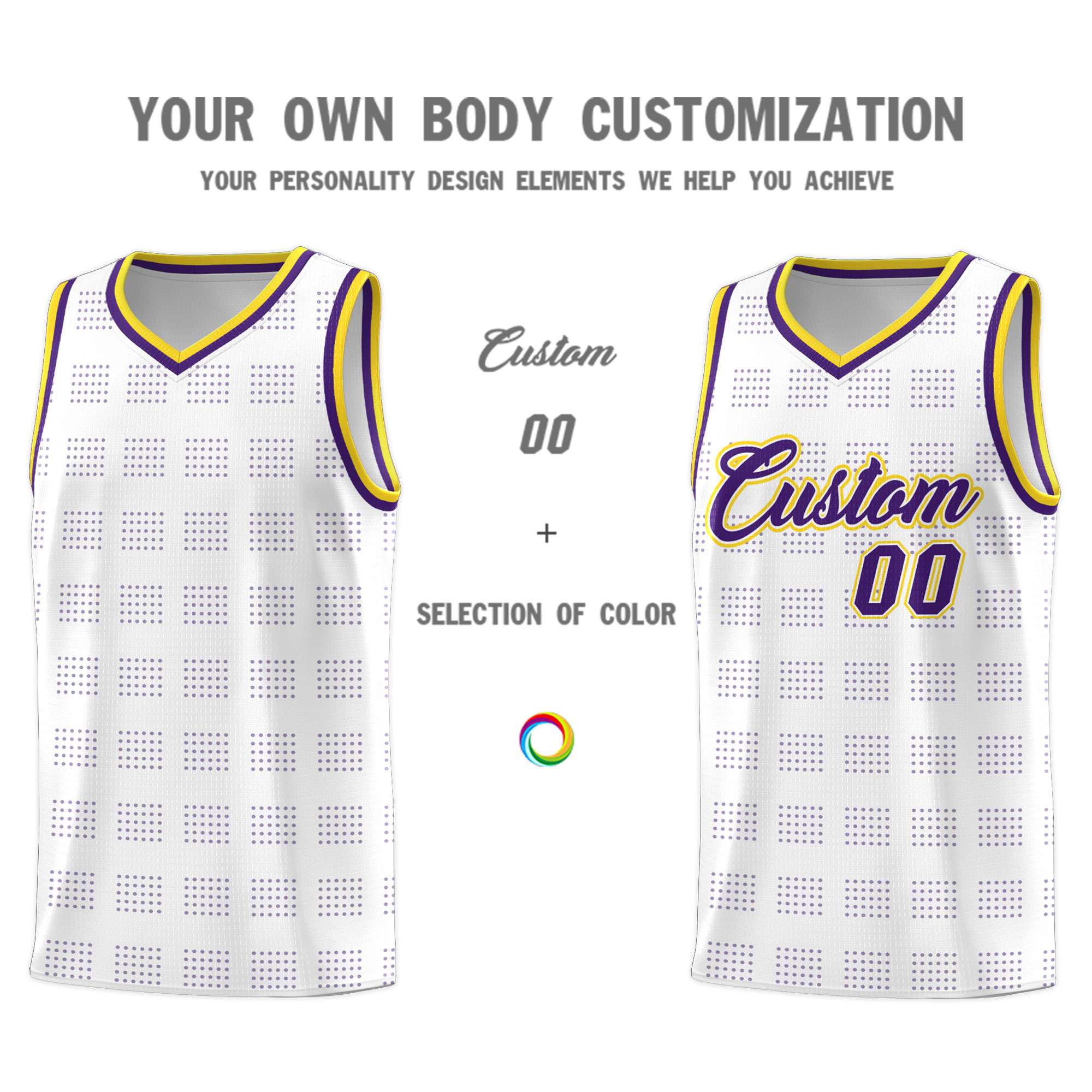 Custom White Purple Trailblazer Dot Pattern Sports Uniform Basketball Jersey