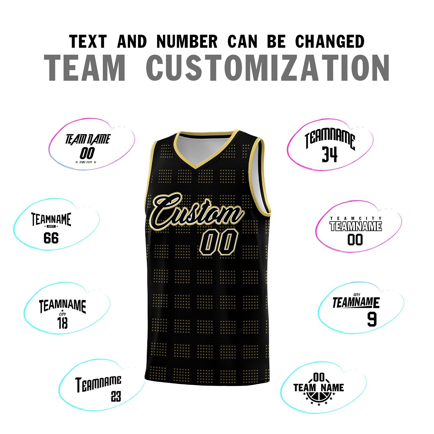 Custom Black Old Gold Trailblazer Dot Pattern Sports Uniform Basketball Jersey