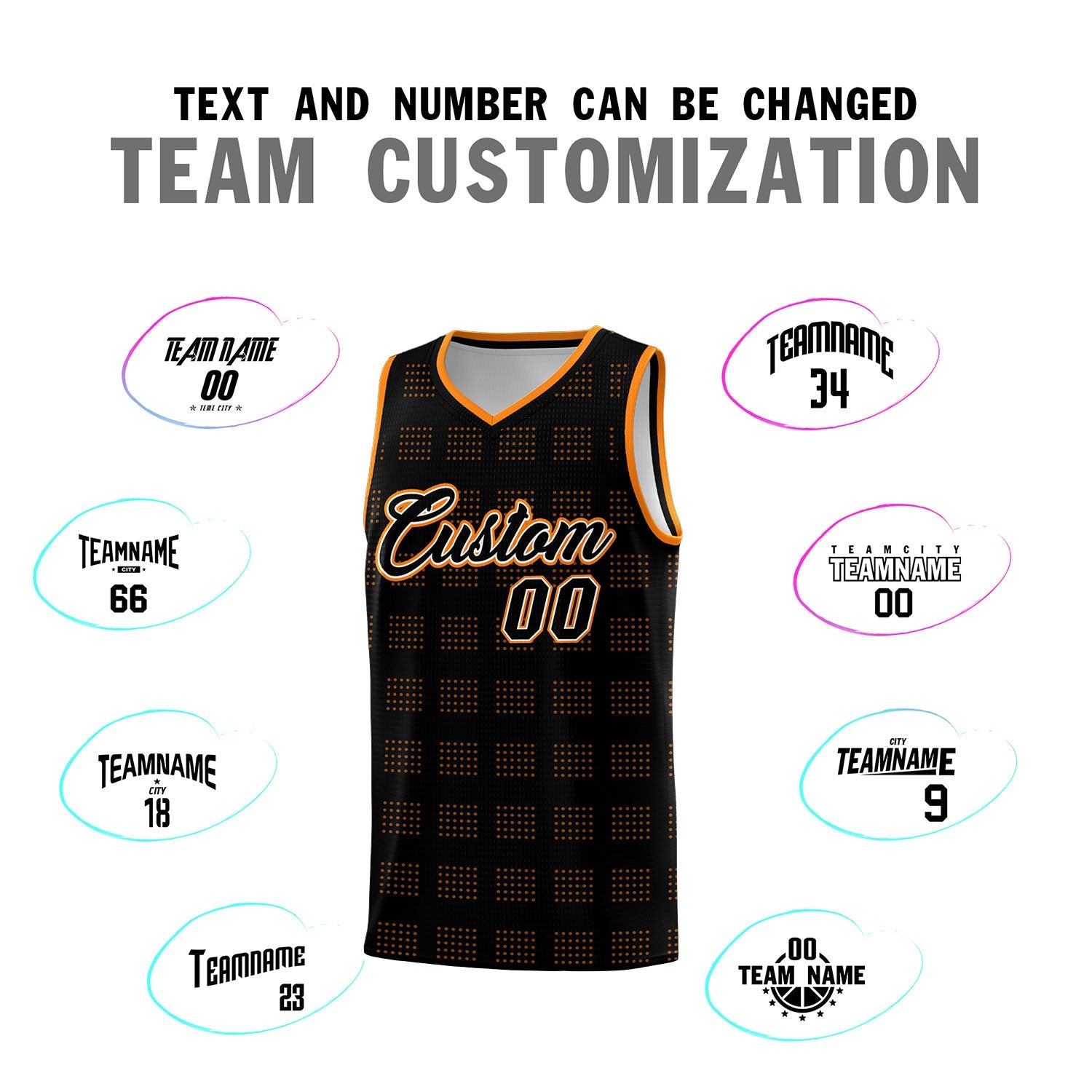 Custom Black Orange Trailblazer Dot Pattern Sports Uniform Basketball Jersey