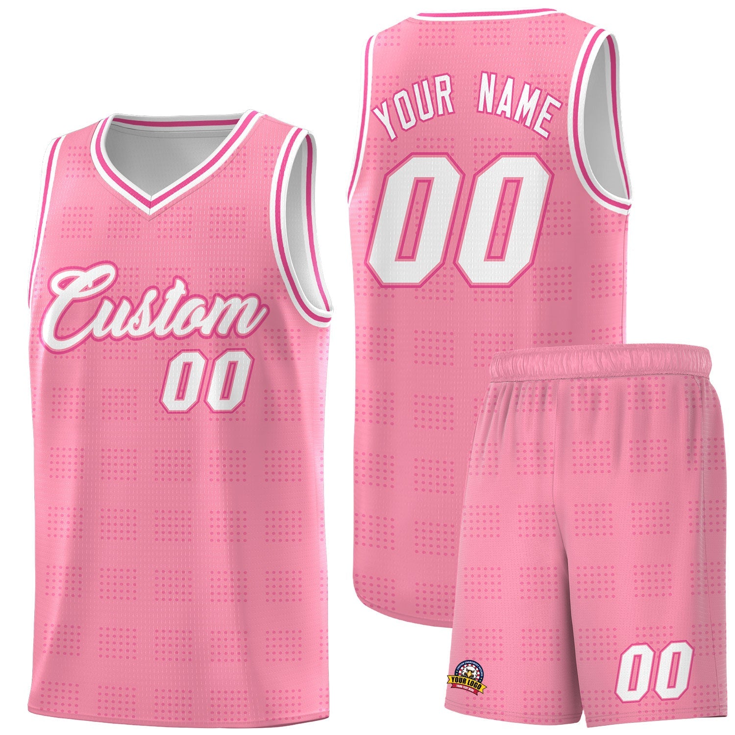 Custom Light Pink Pink Trailblazer Dot Pattern Sports Uniform Basketball Jersey