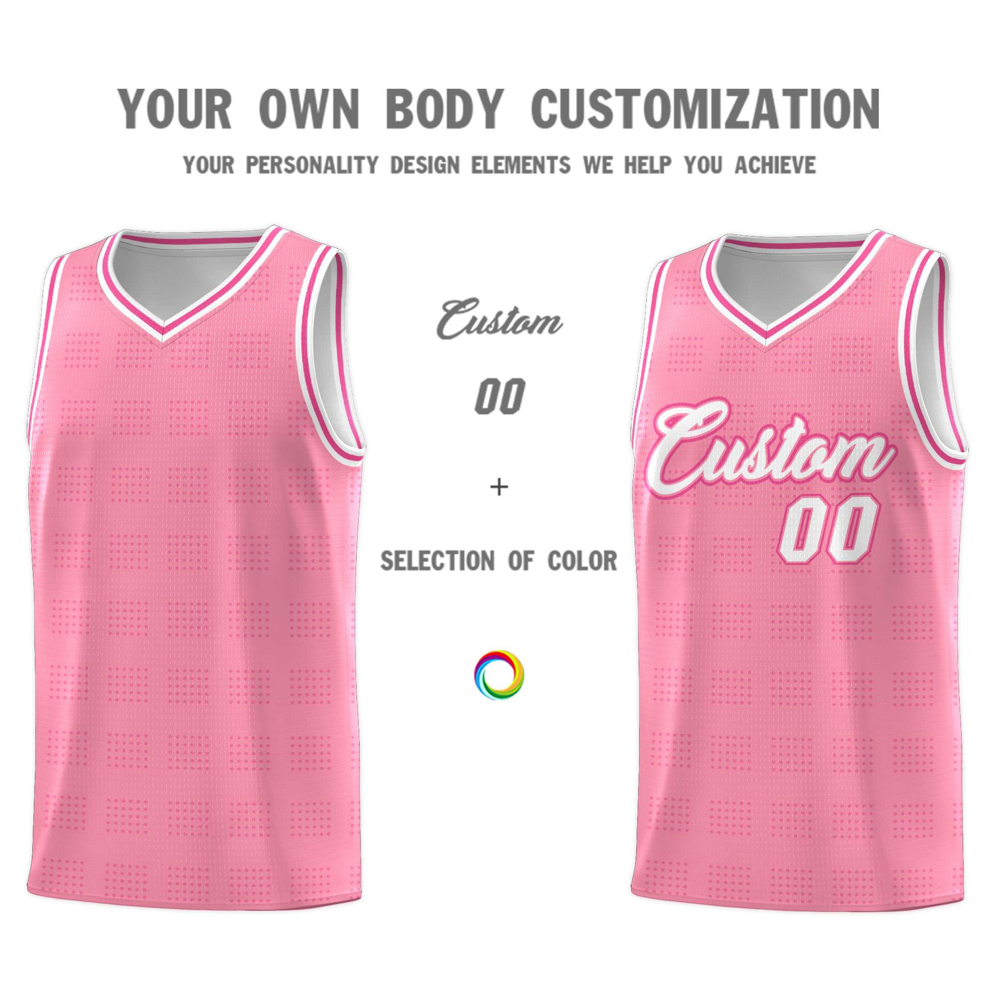 Custom Light Pink Pink Trailblazer Dot Pattern Sports Uniform Basketball Jersey