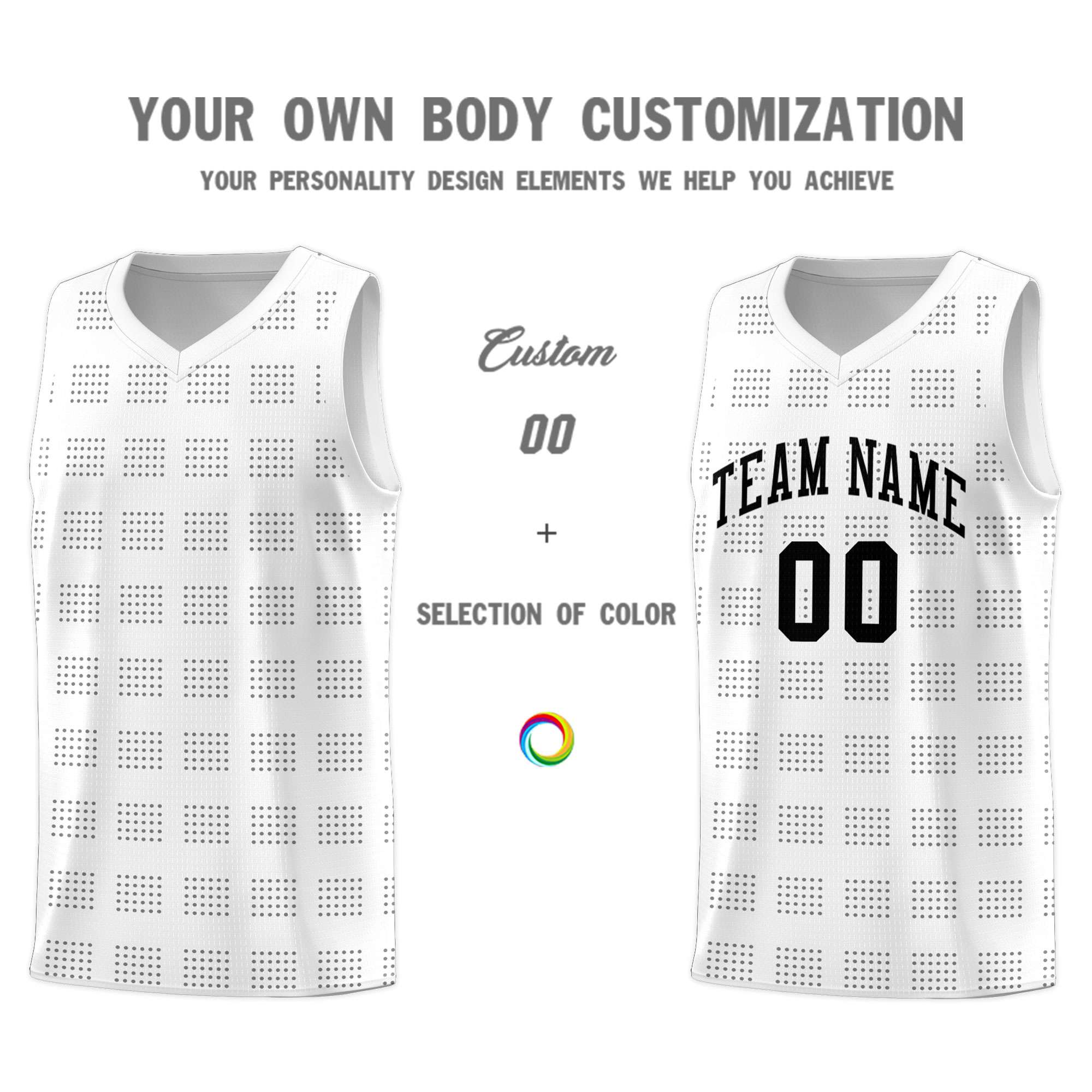 Custom White Gray Trailblazer Dot Pattern Sports Uniform Basketball Jersey