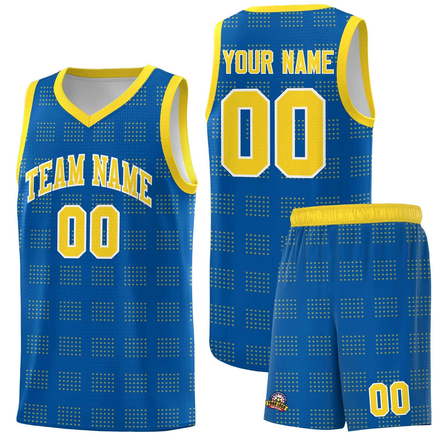 Custom Royal Gold Trailblazer Dot Pattern Sports Uniform Basketball Jersey