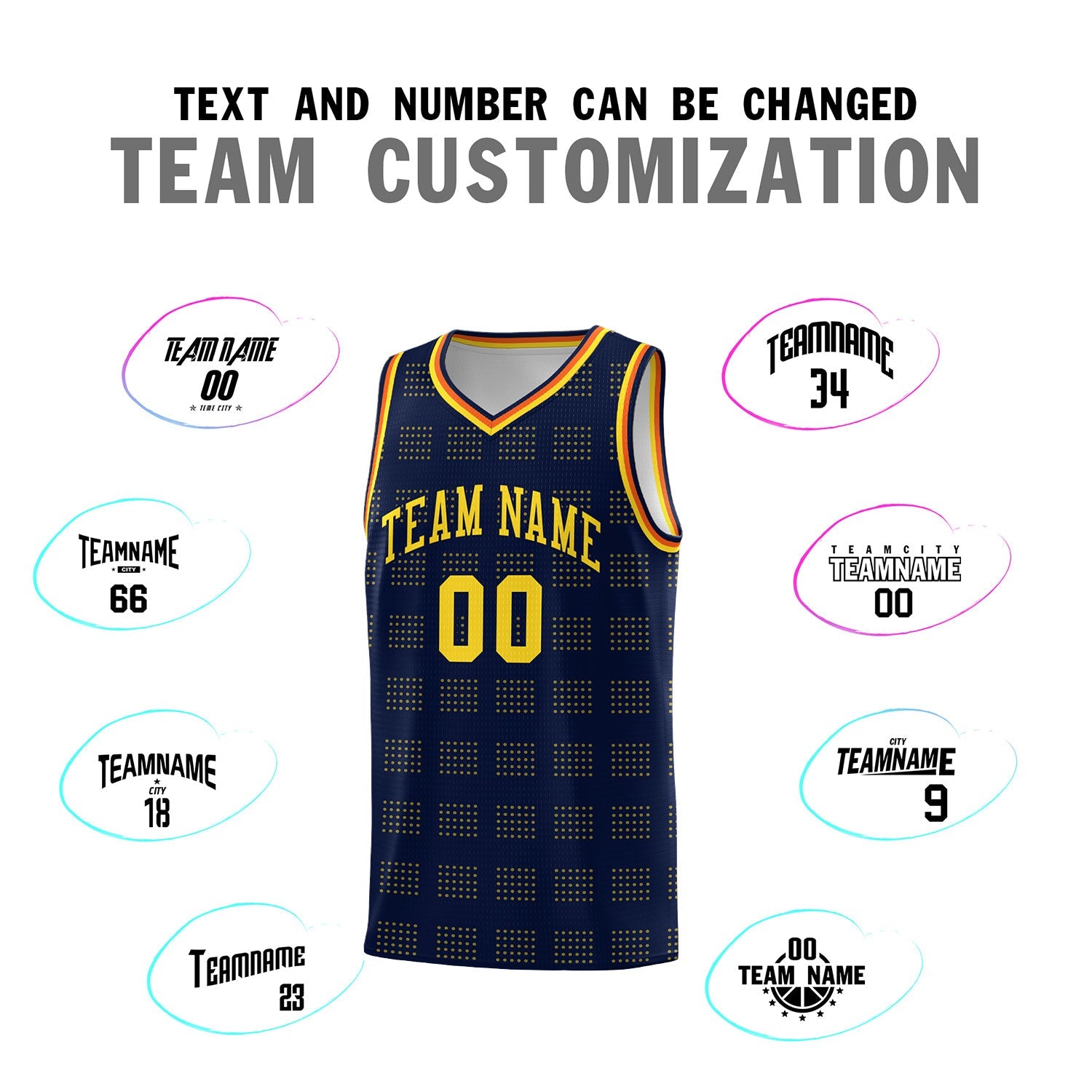 Custom Navy Gold Trailblazer Dot Pattern Sports Uniform Basketball Jersey