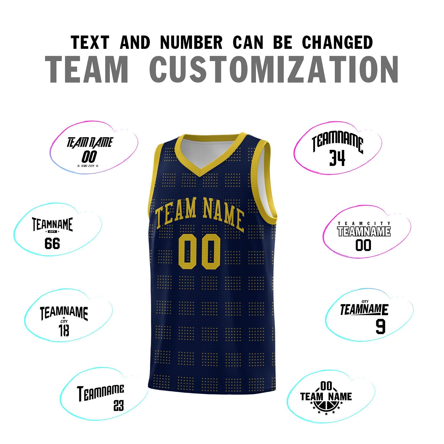 Custom Navy Old Gold Trailblazer Dot Pattern Sports Uniform Basketball Jersey