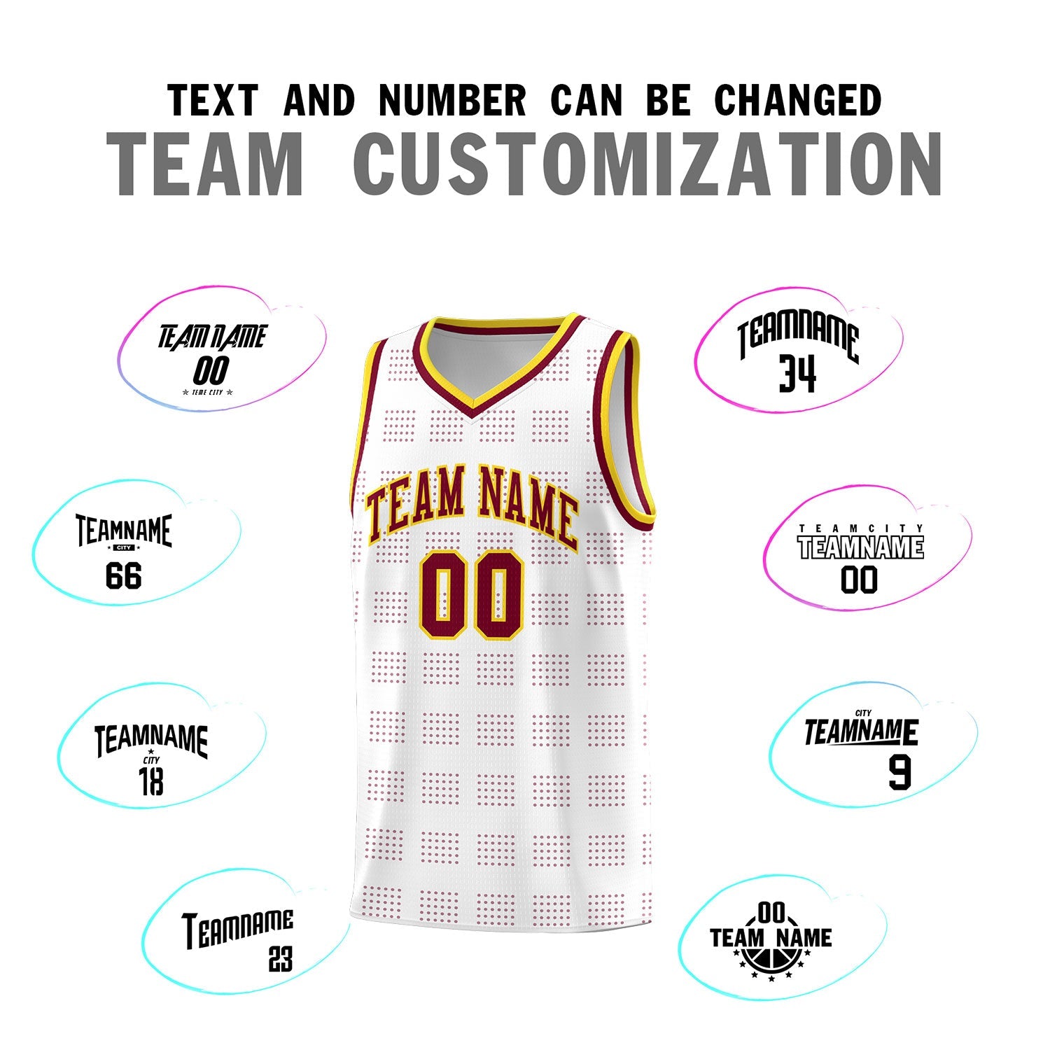 Custom White Crimson Trailblazer Dot Pattern Sports Uniform Basketball Jersey