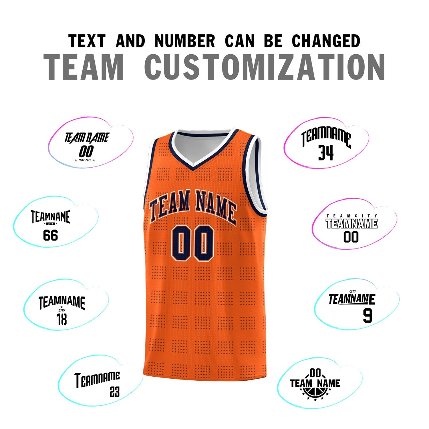 Custom Orange Navy Trailblazer Dot Pattern Sports Uniform Basketball Jersey