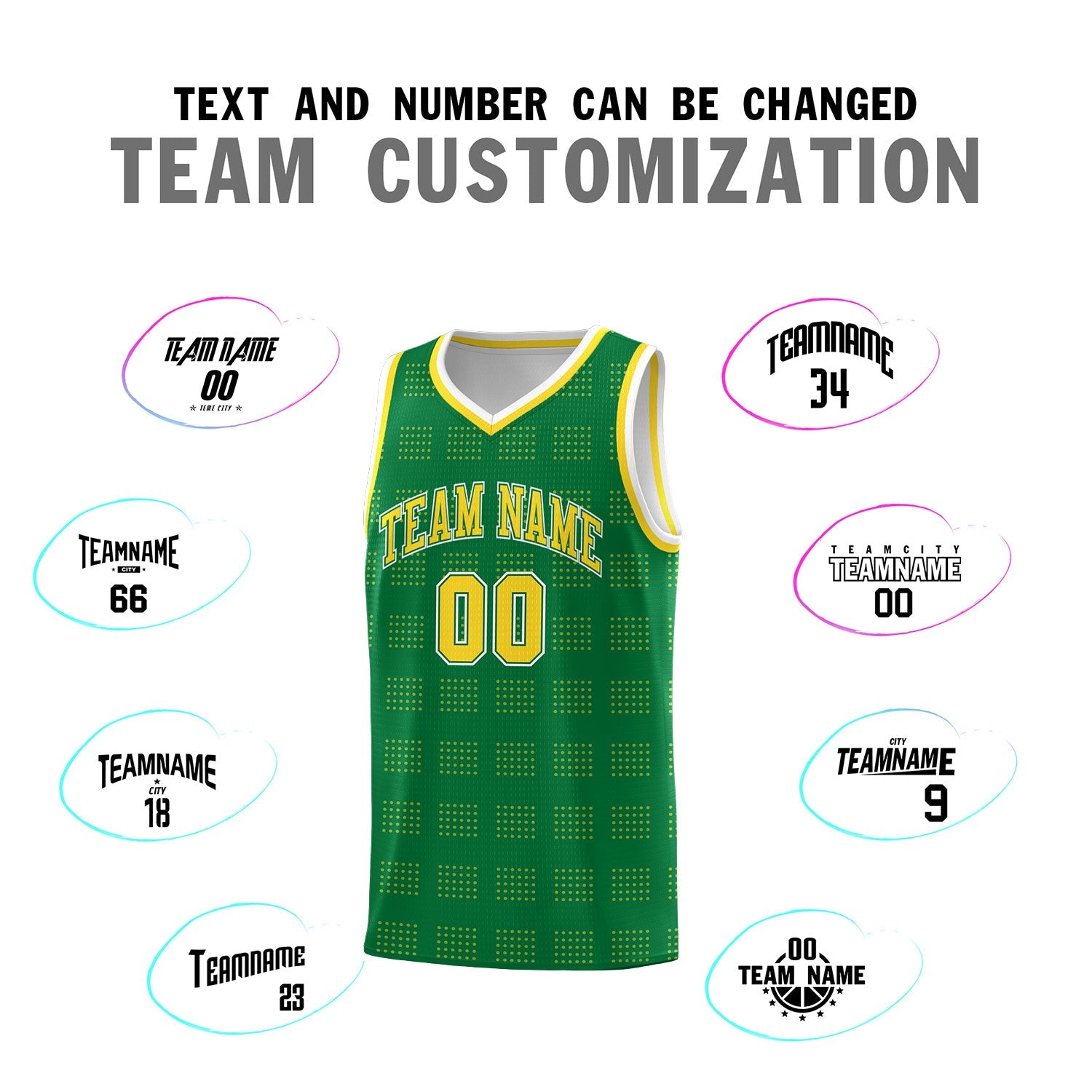 Custom Kelly Green Gold Trailblazer Dot Pattern Sports Uniform Basketball Jersey