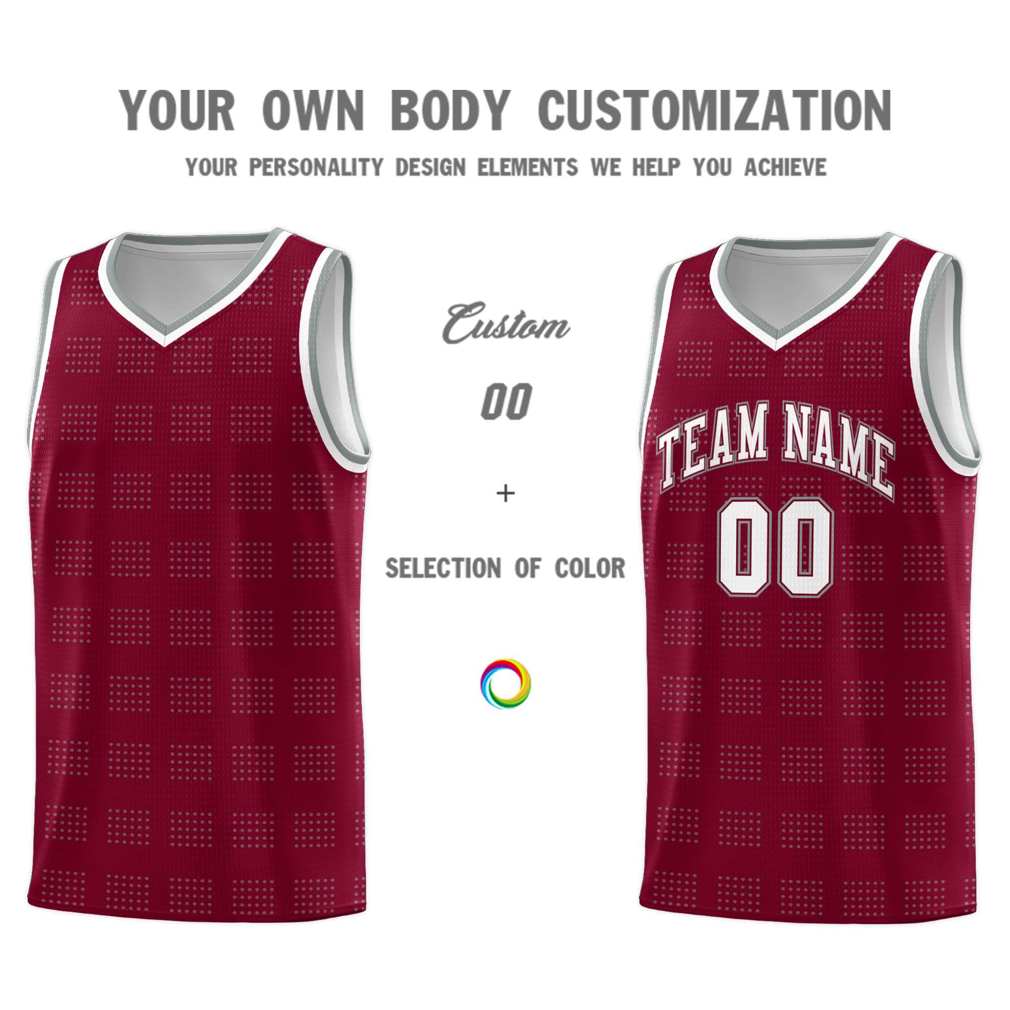 Custom Crimson Gray Trailblazer Dot Pattern Sports Uniform Basketball Jersey