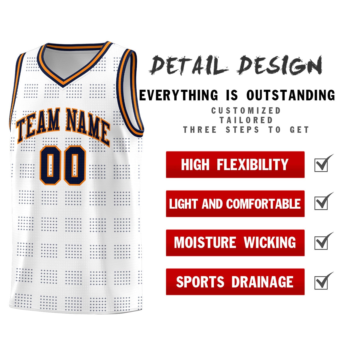 Custom Red Navy Trailblazer Dot Pattern Sports Uniform Basketball Jersey