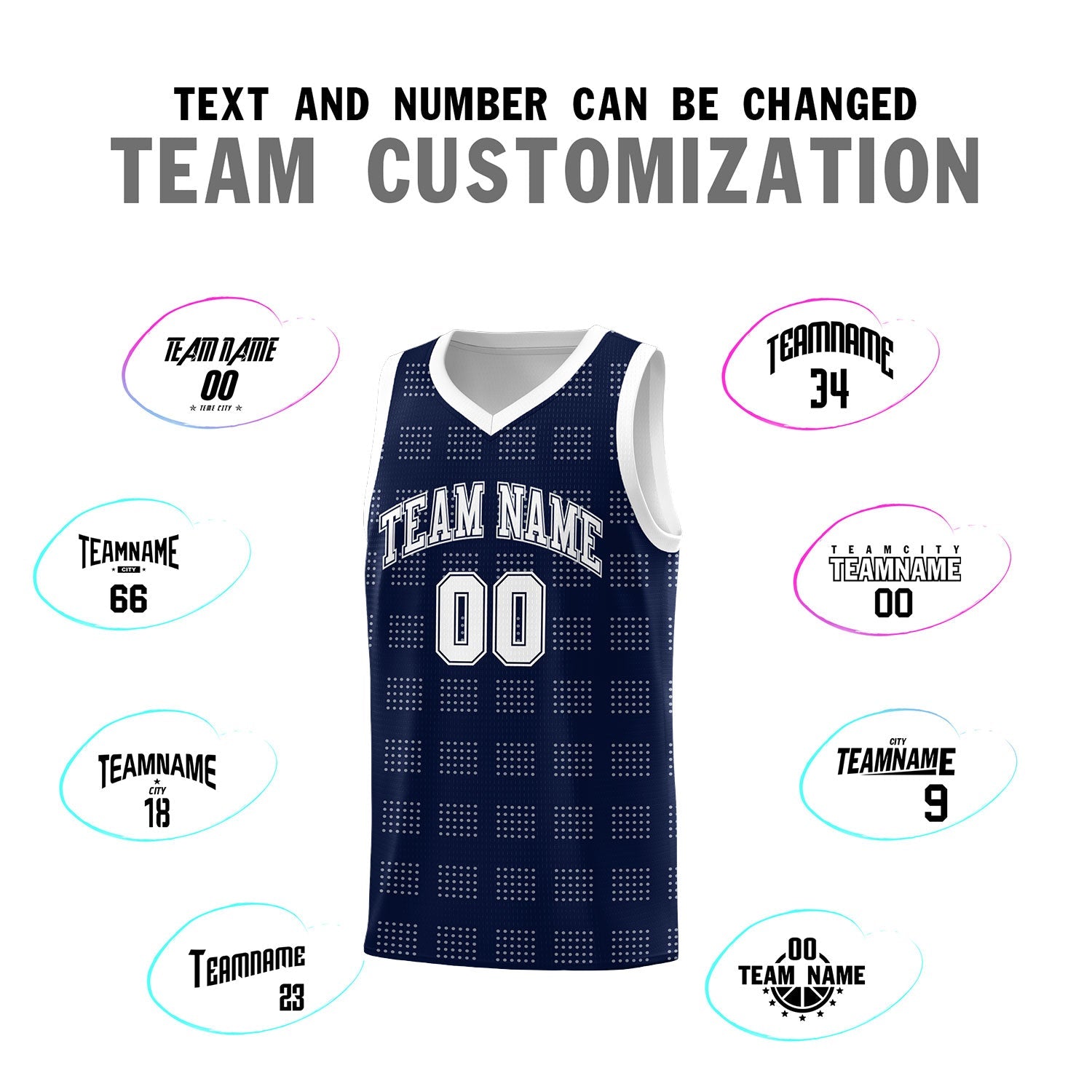 Custom Navy White Trailblazer Dot Pattern Sports Uniform Basketball Jersey