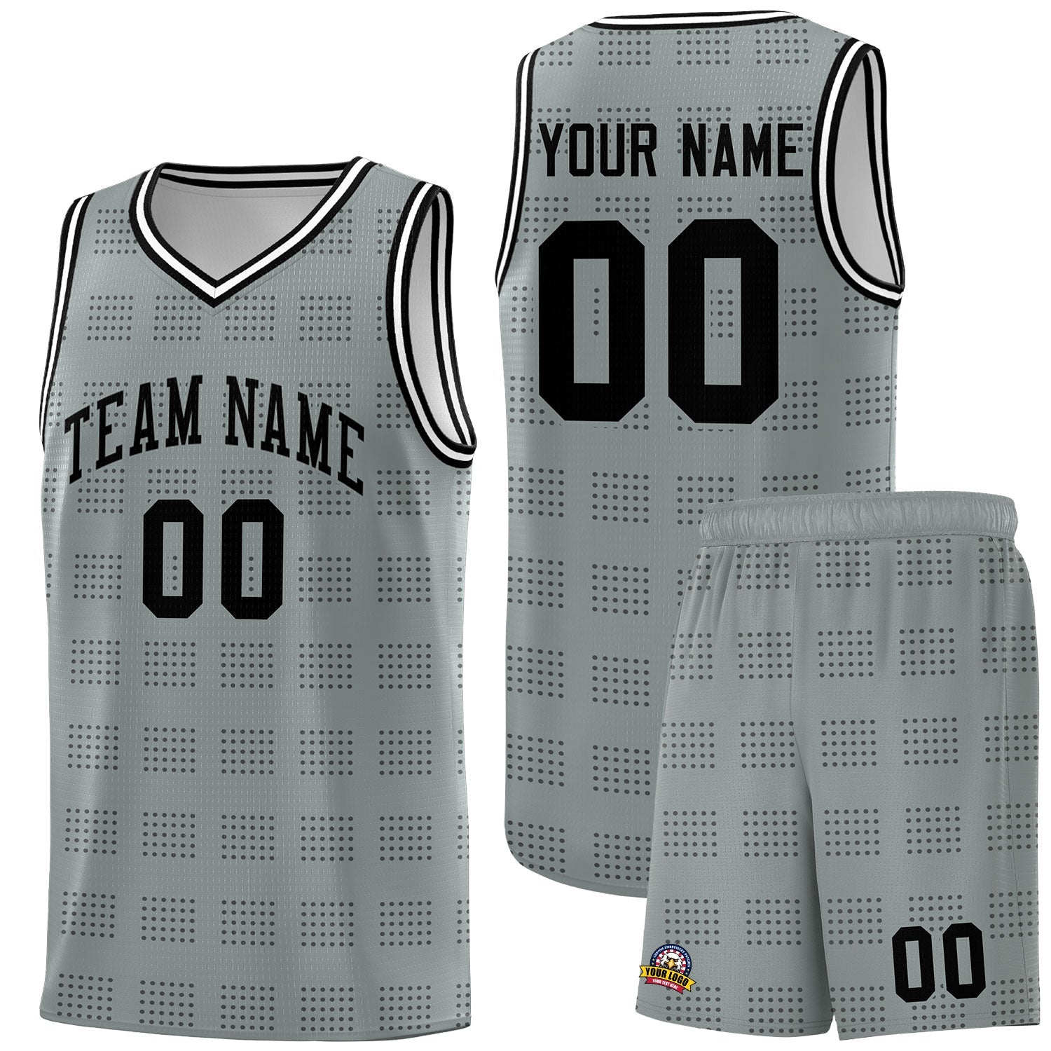 Custom Dark Gray Black Trailblazer Dot Pattern Sports Uniform Basketball Jersey