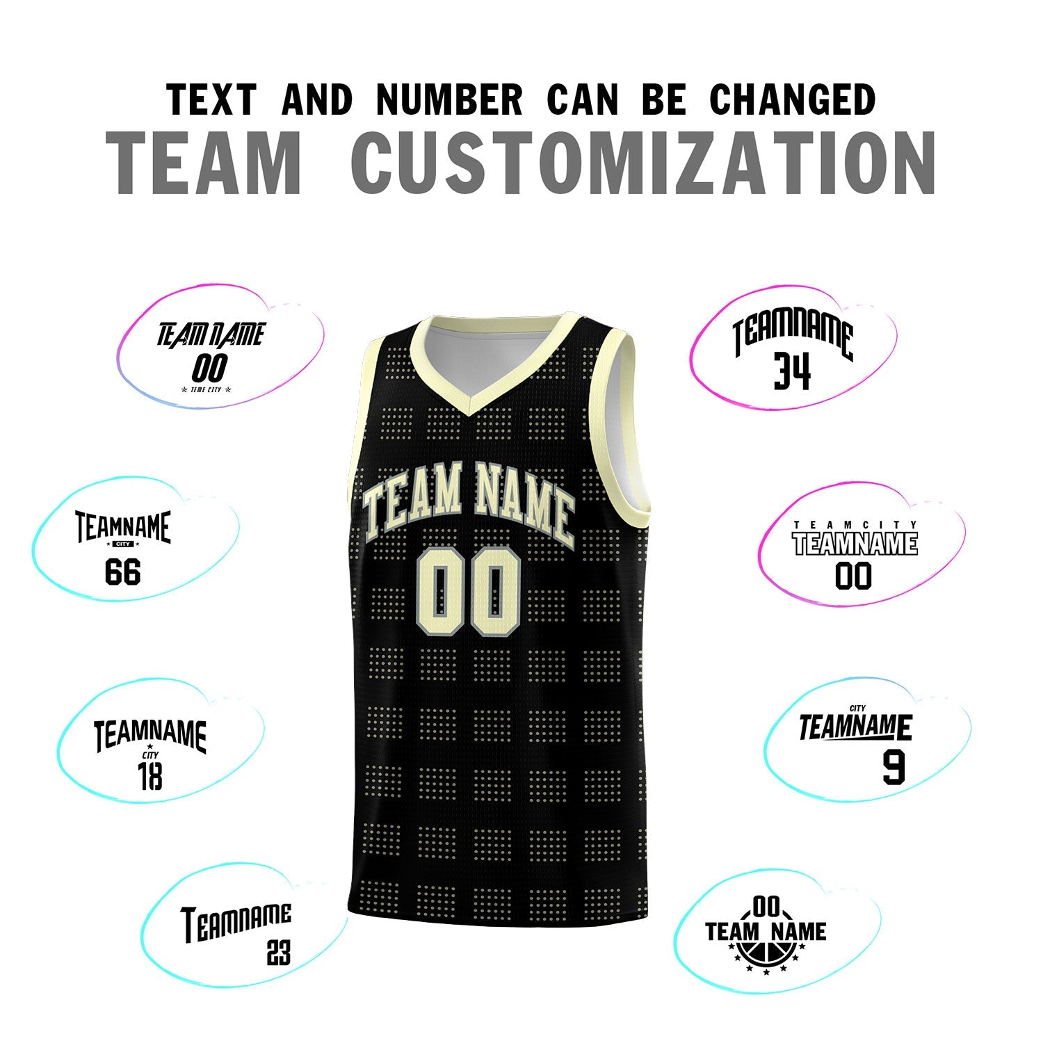 Custom Black Cream Trailblazer Dot Pattern Sports Uniform Basketball Jersey