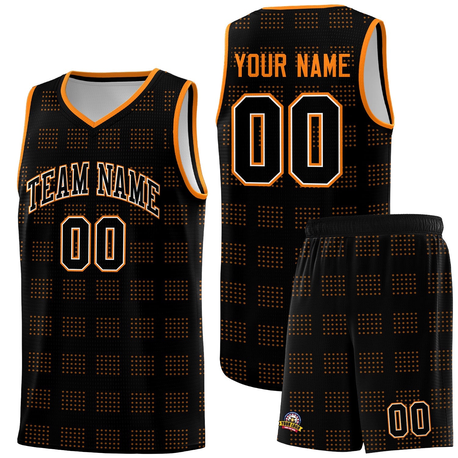 Custom Black Orange Trailblazer Dot Pattern Sports Uniform Basketball Jersey