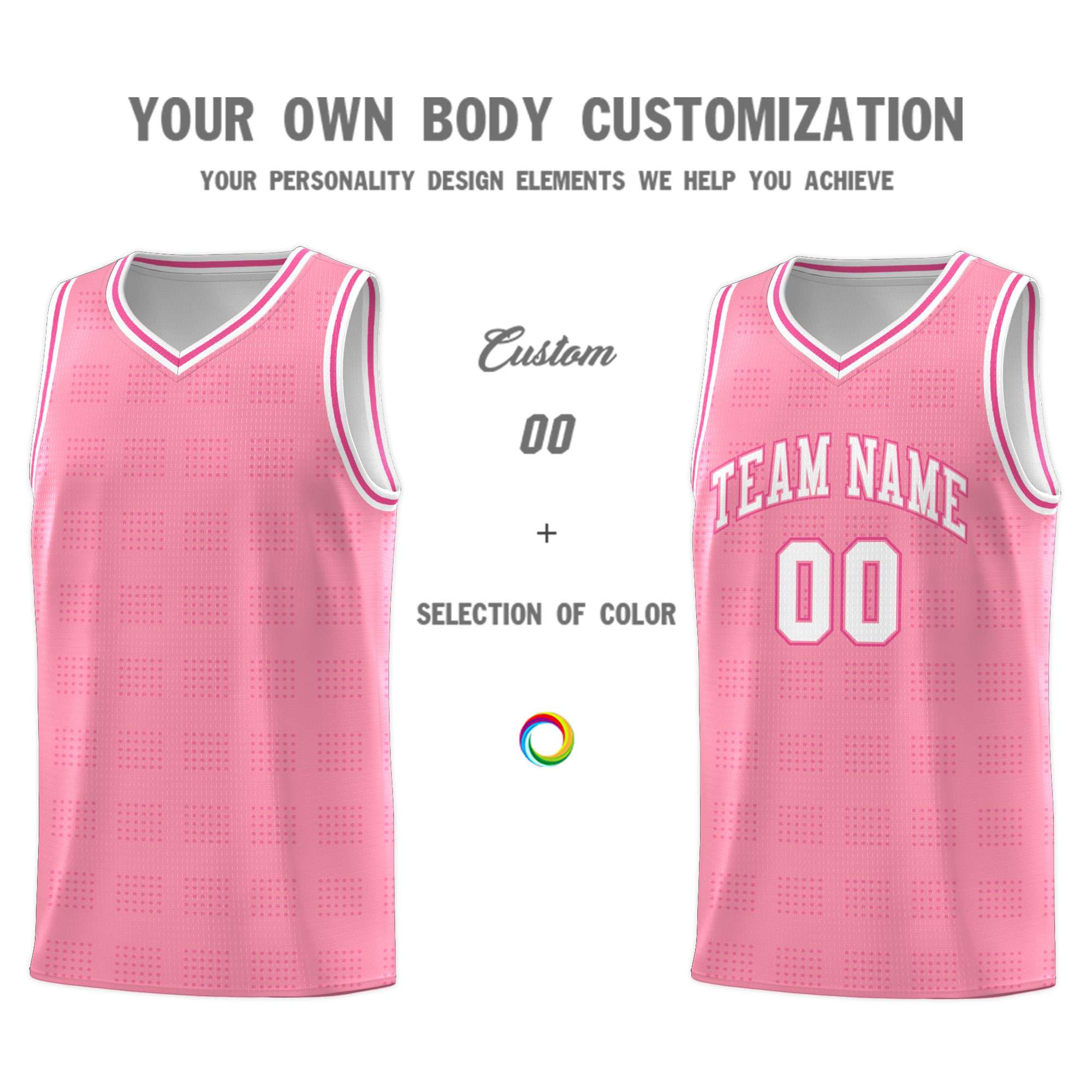 Custom Light Pink Pink Trailblazer Dot Pattern Sports Uniform Basketball Jersey