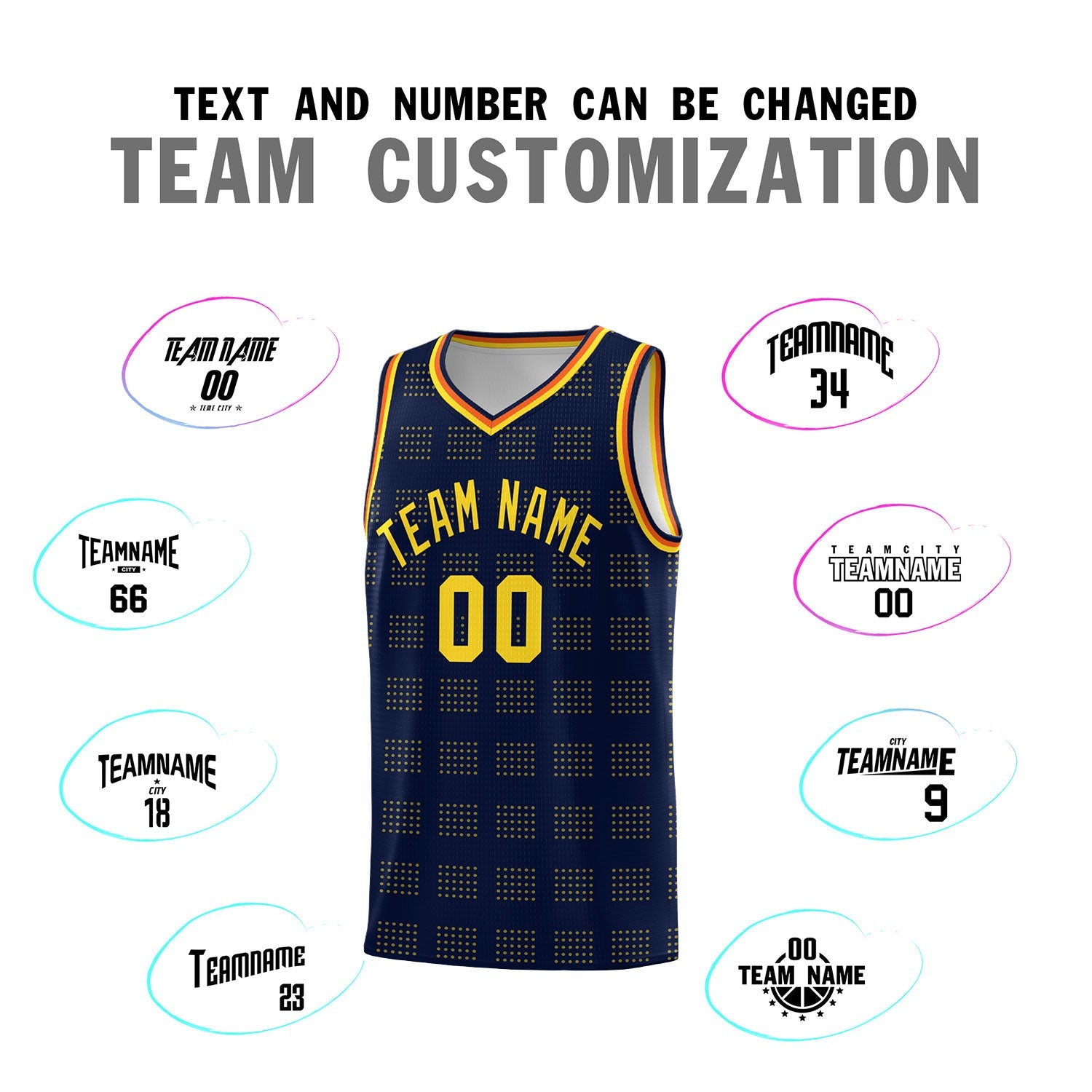 Custom Navy Gold Trailblazer Dot Pattern Sports Uniform Basketball Jersey