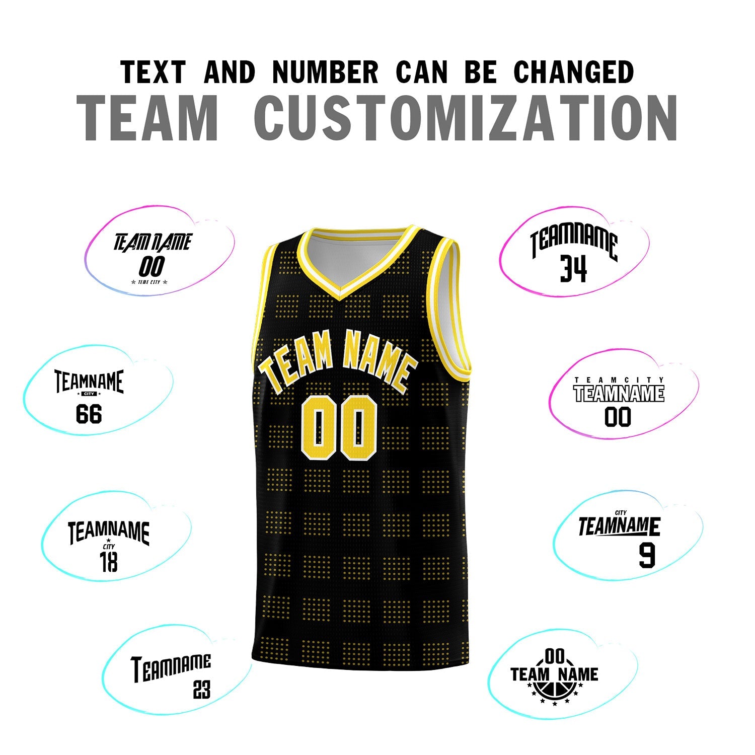 Custom Black Gold Trailblazer Dot Pattern Sports Uniform Basketball Jersey