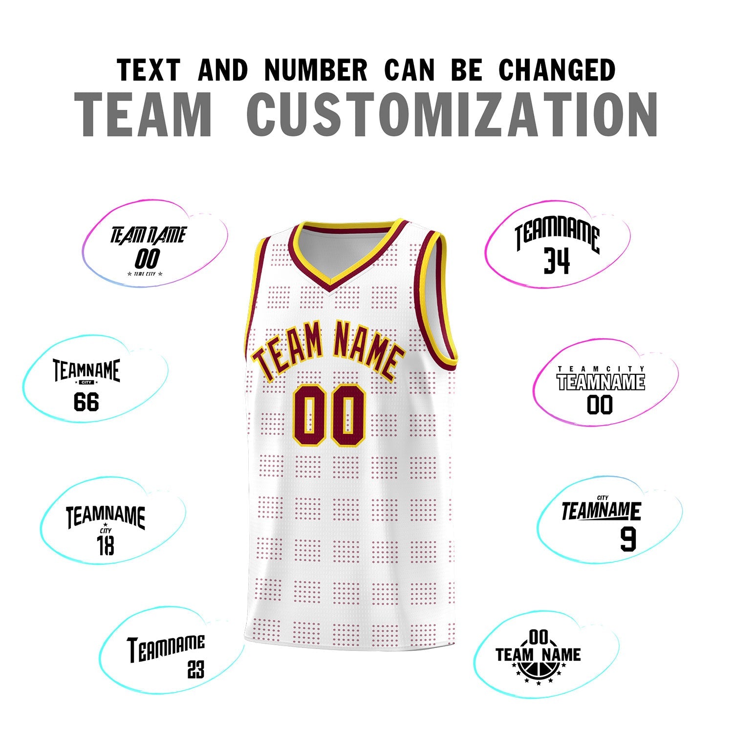 Custom White Crimson Trailblazer Dot Pattern Sports Uniform Basketball Jersey