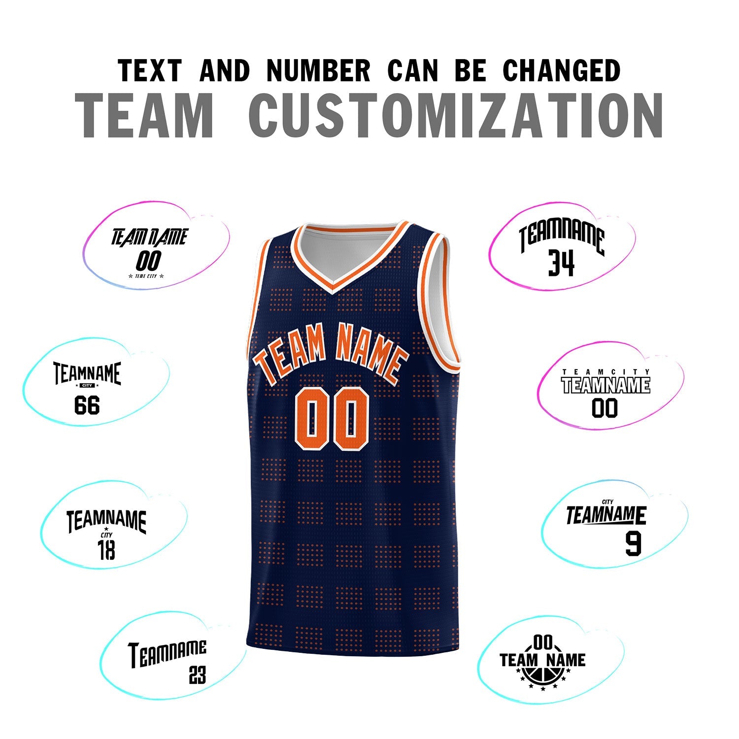 Custom Navy Orange Trailblazer Dot Pattern Sports Uniform Basketball Jersey