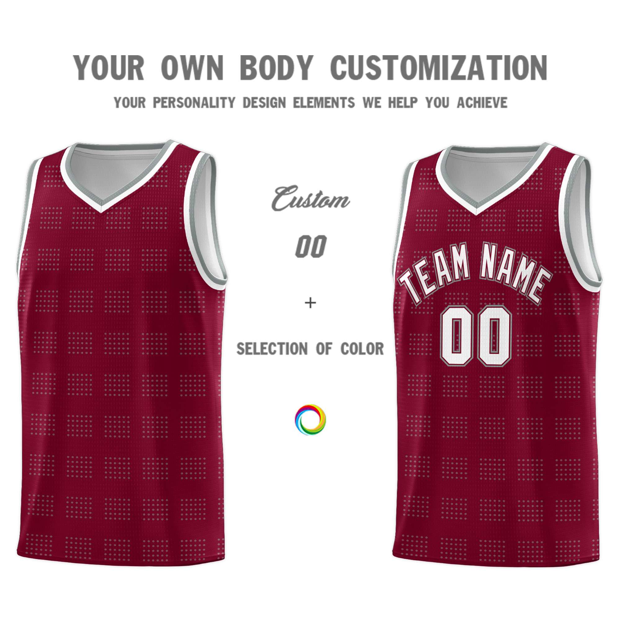 Custom Crimson Gray Trailblazer Dot Pattern Sports Uniform Basketball Jersey